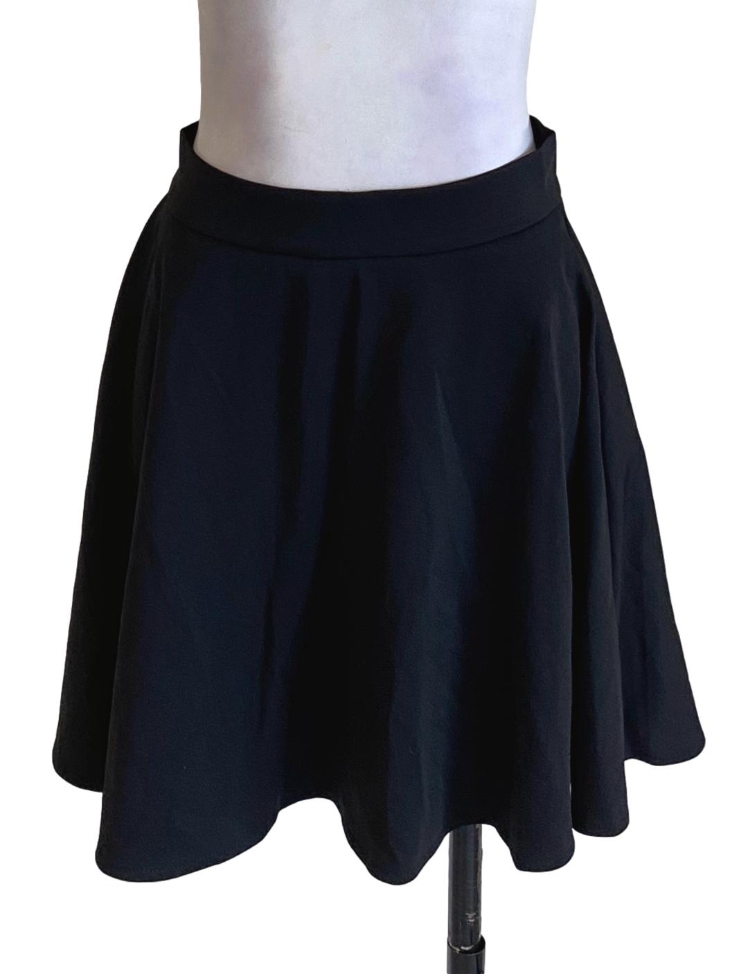Black Plain Mini A-Line Skirt
