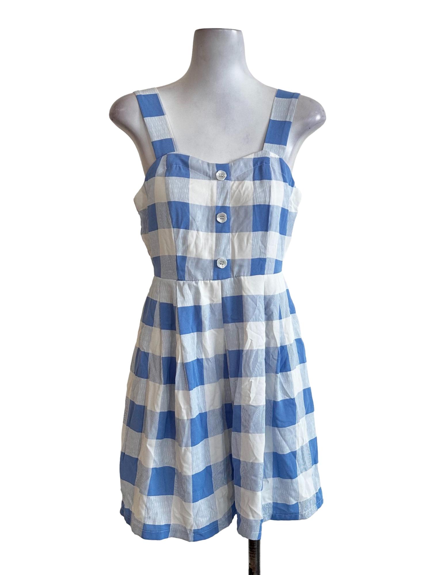 Blue Gingham Pattern Romper