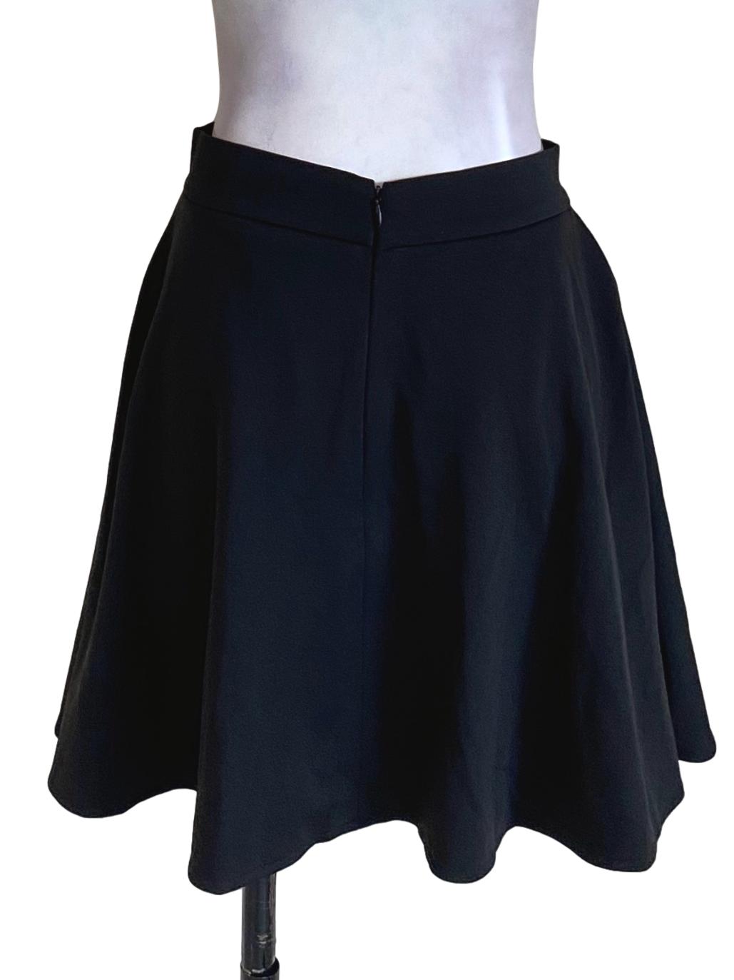 Black Plain Mini A-Line Skirt