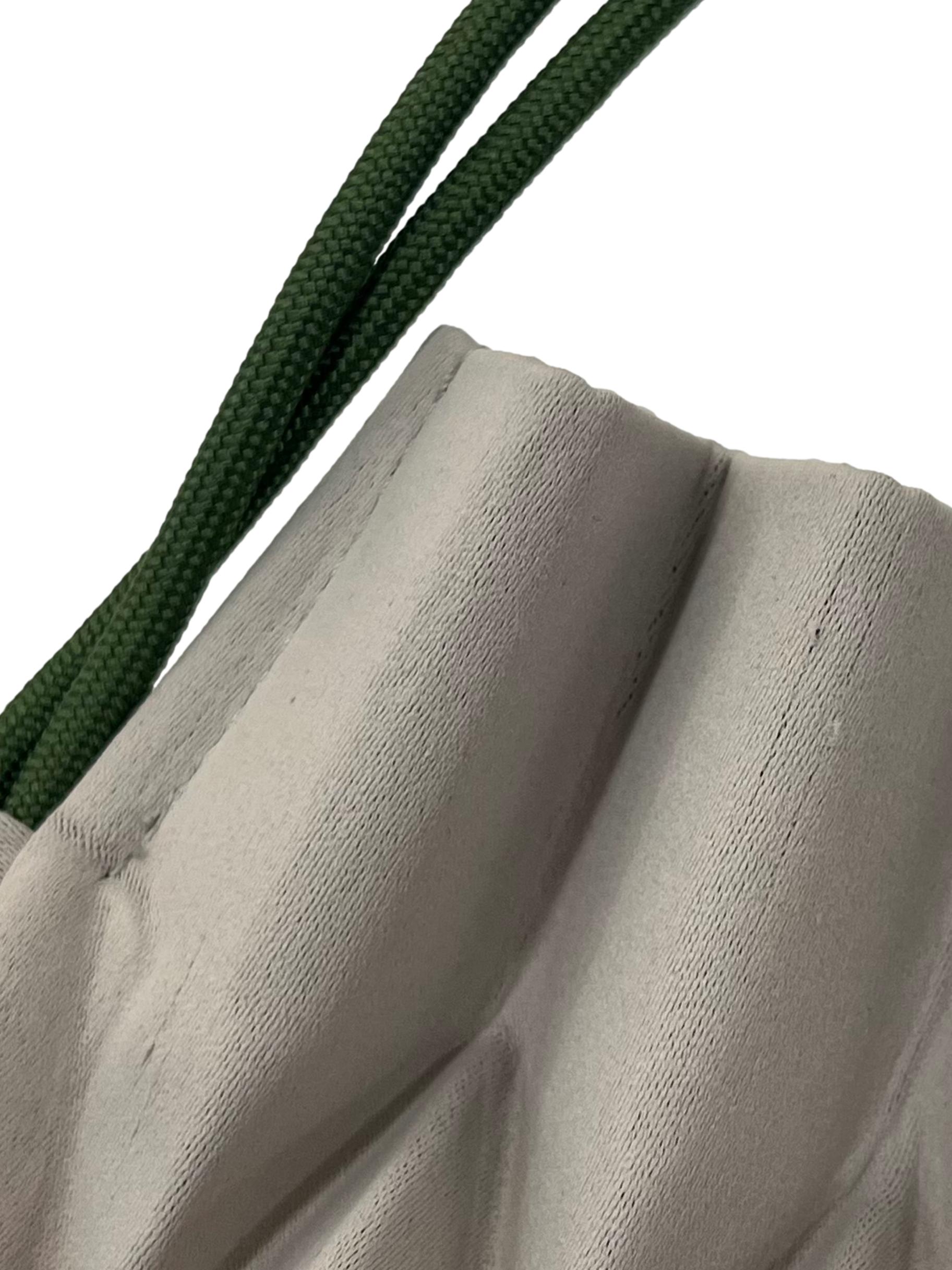 Grey Stretchable Pleated Shoulder Bag With Green Adjustable Straps