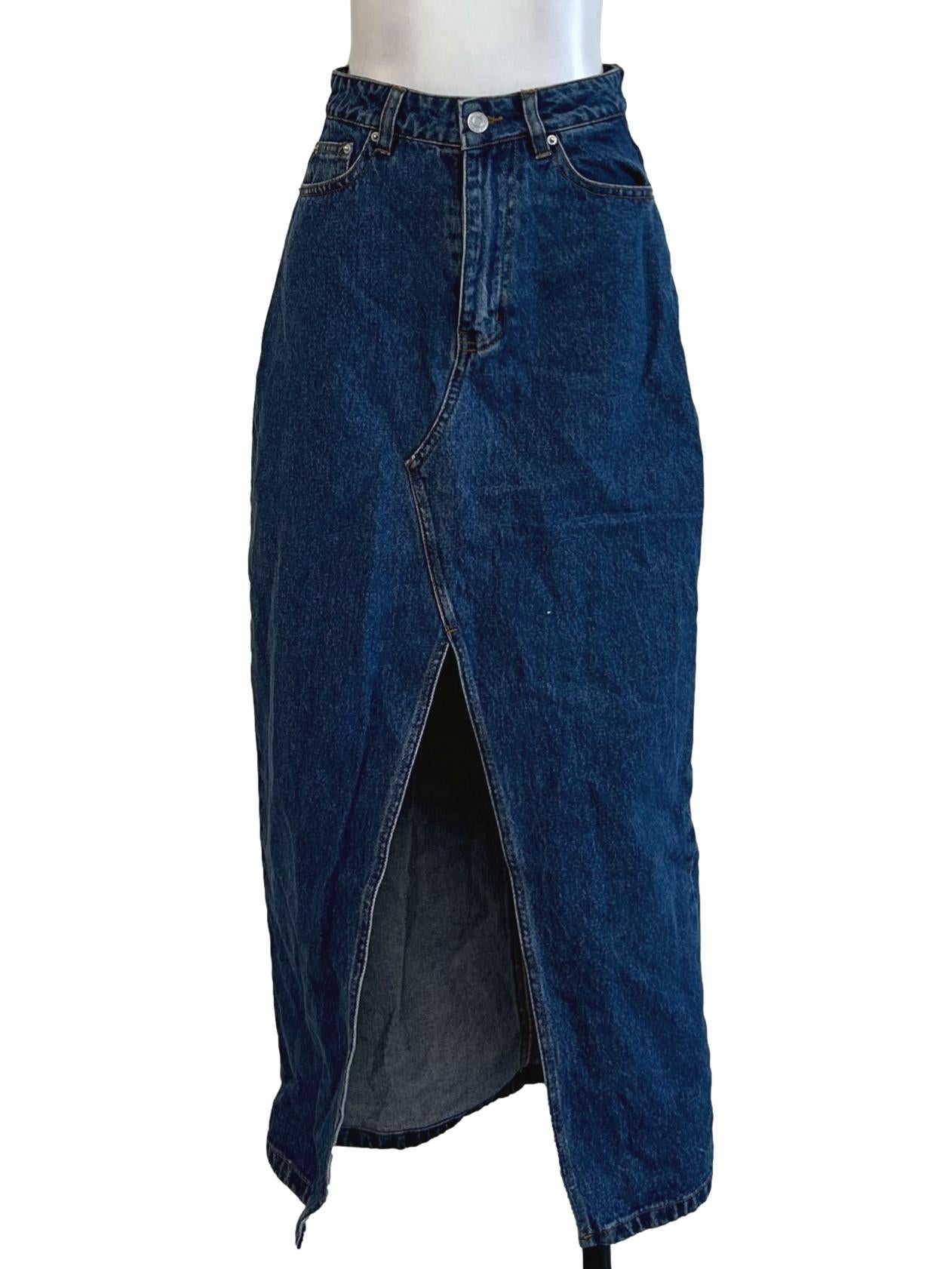 Medium Blue Slit Denim Skirt