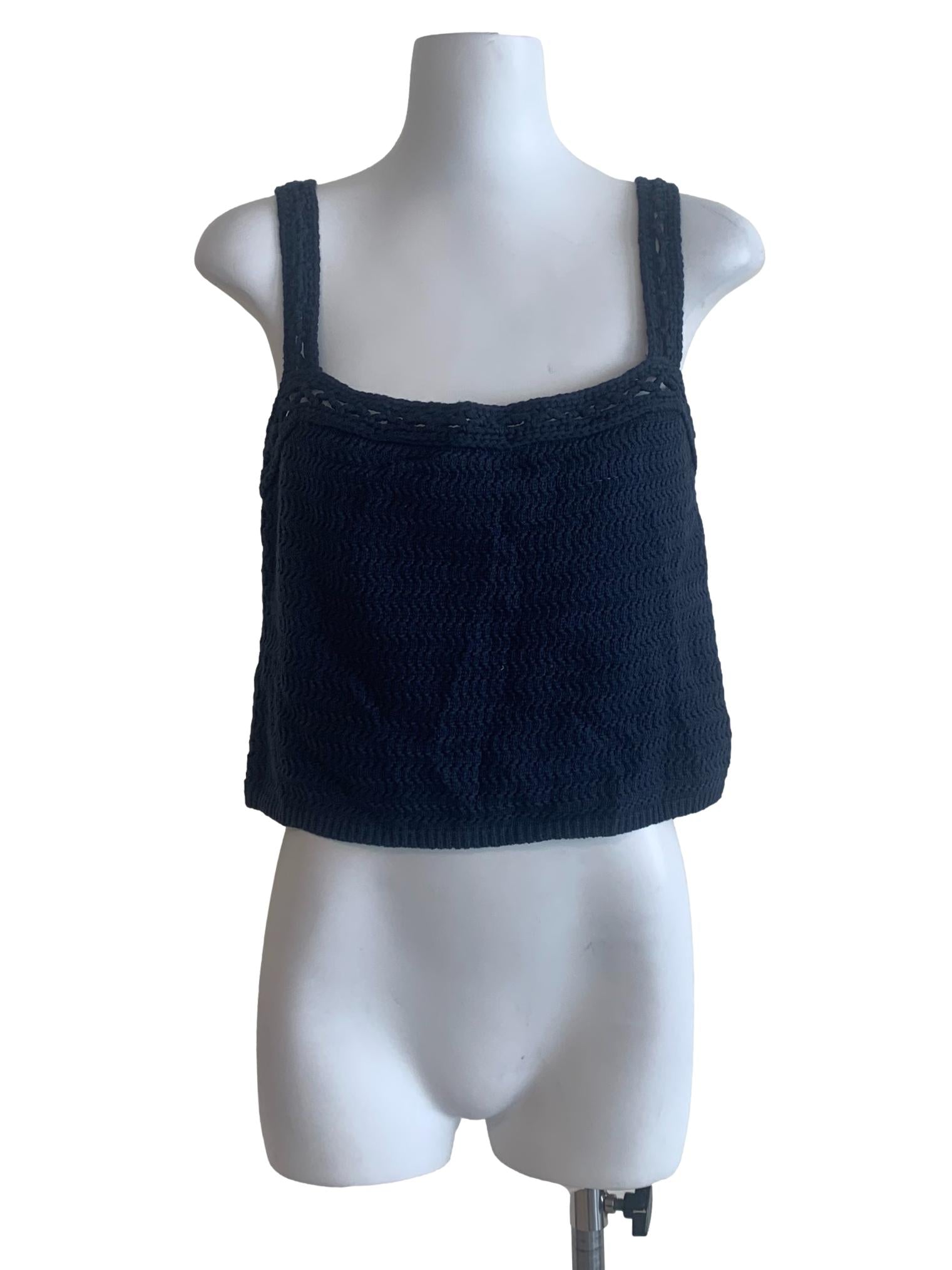 Navy Blue Knitted Crop Top