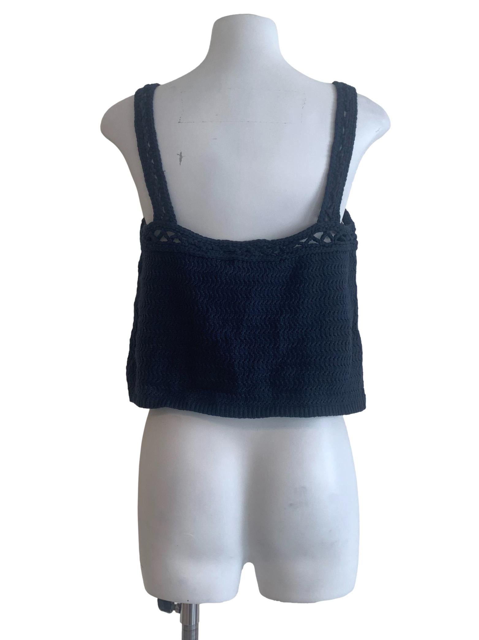 Navy Blue Knitted Crop Top