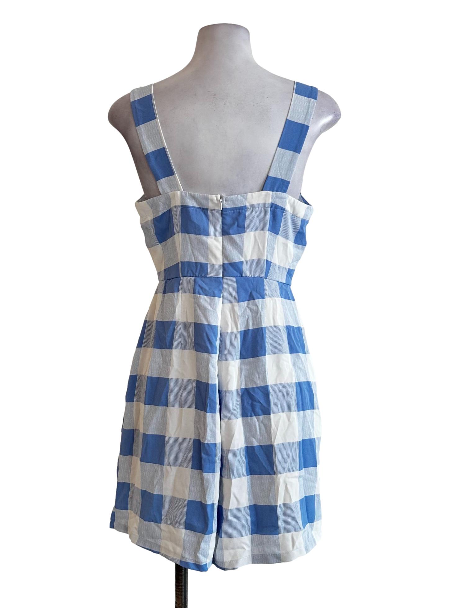 Blue Gingham Pattern Romper