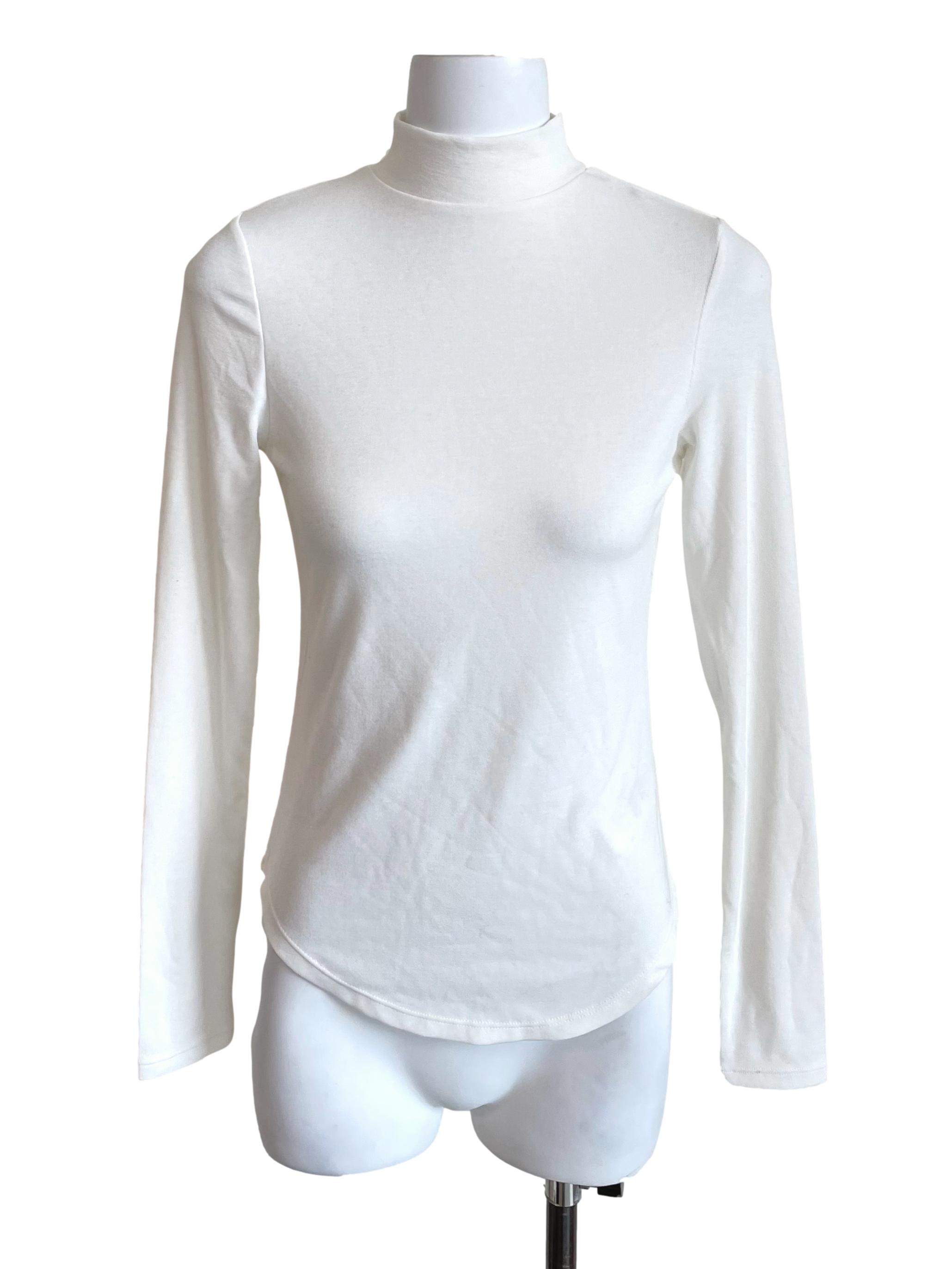 Off White High Neck Long Sleeves Top LB