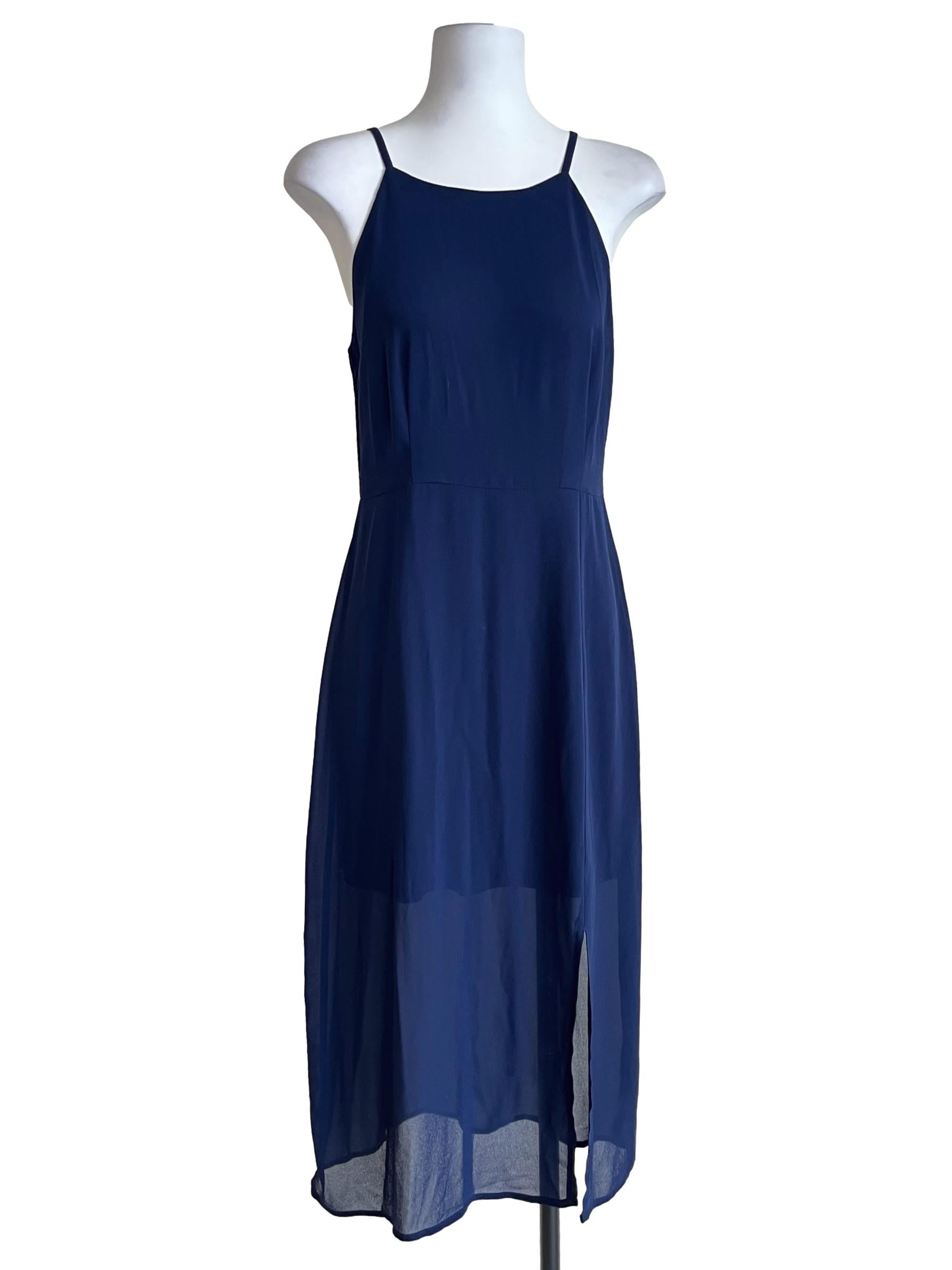 Navy Blue Sheer Midi Dress
