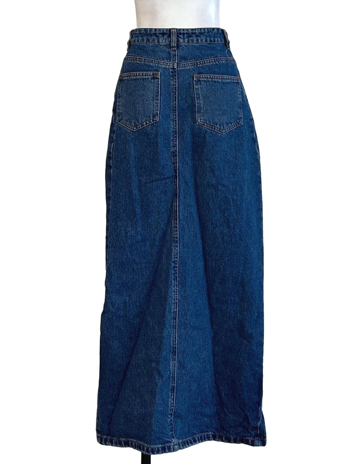 Medium Blue Slit Denim Skirt