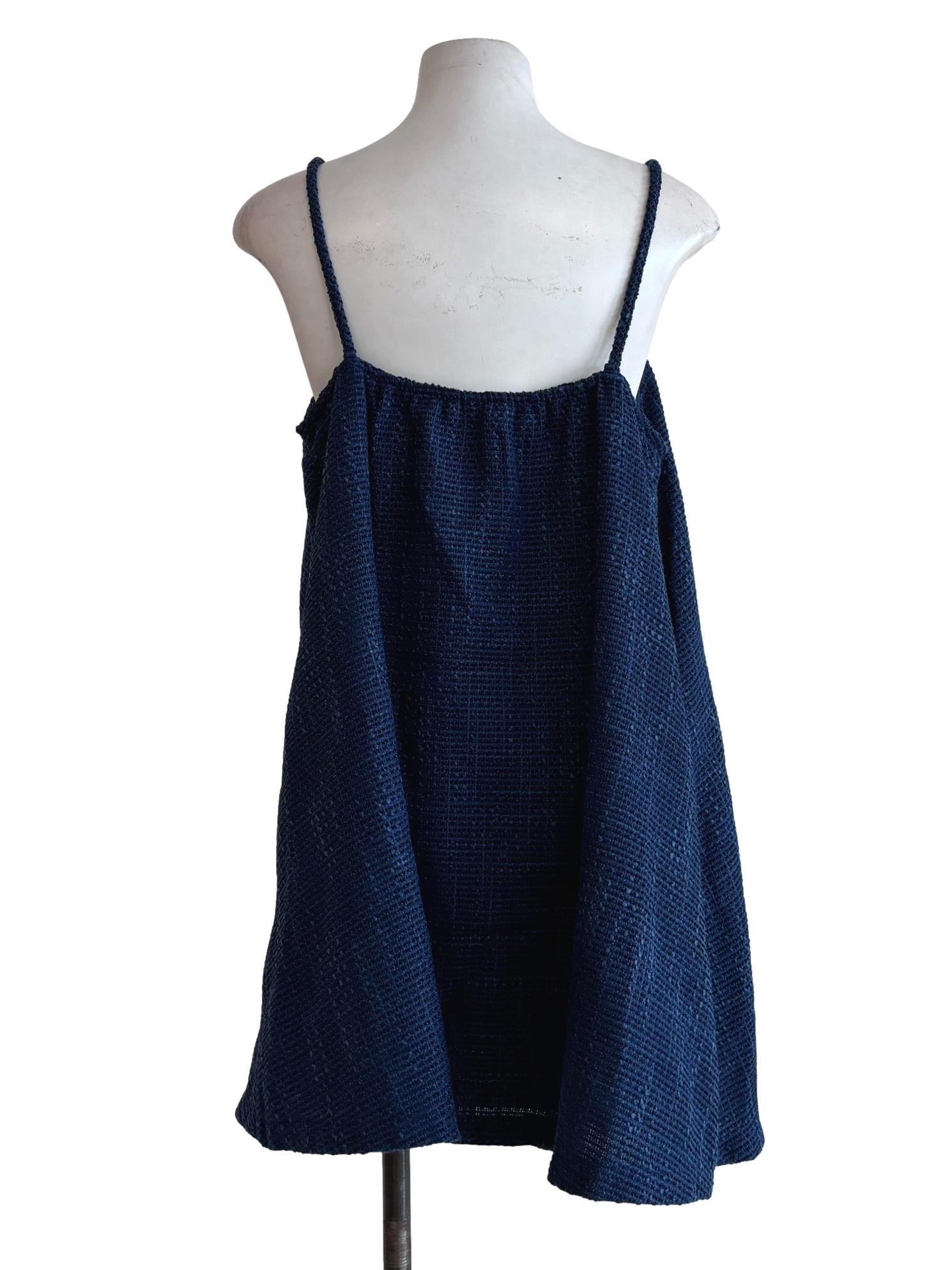 Sapphire Blue Spaghetti Strap A-Line Dress