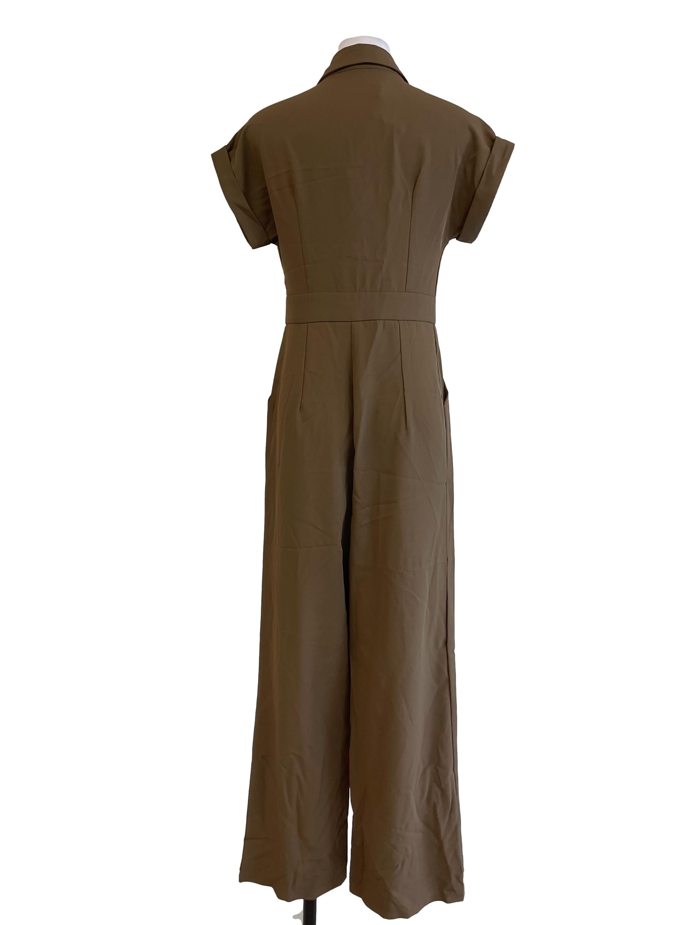Brown Fancy Buttoned Jumpsuit