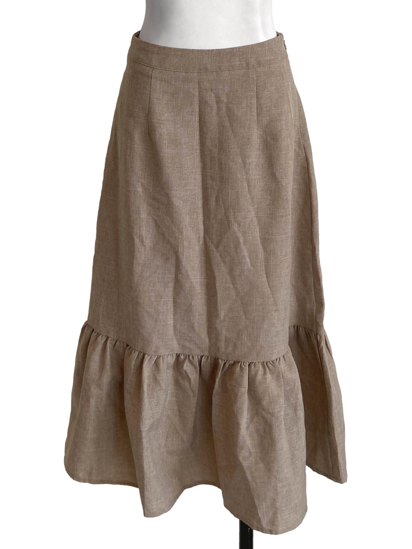Tawny Brown Drop Waist Pegged Skirt