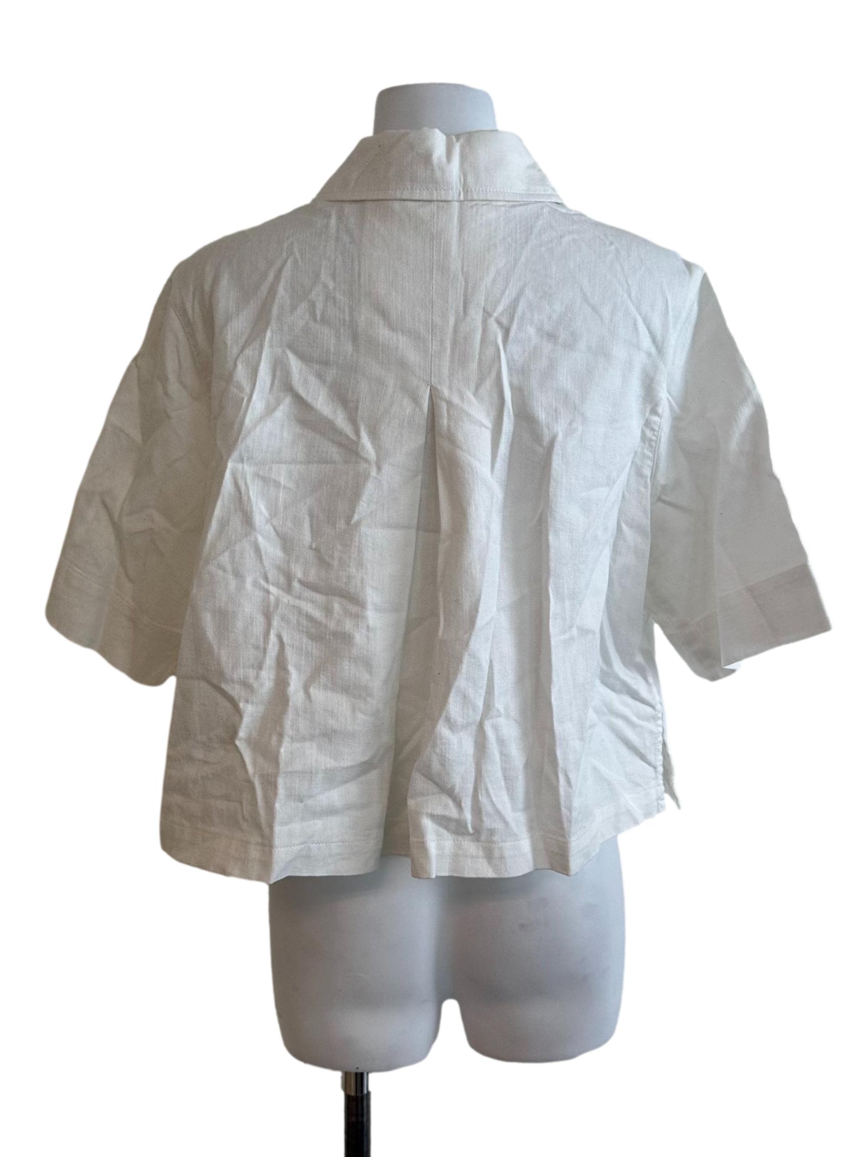 Off White Collar Button Top