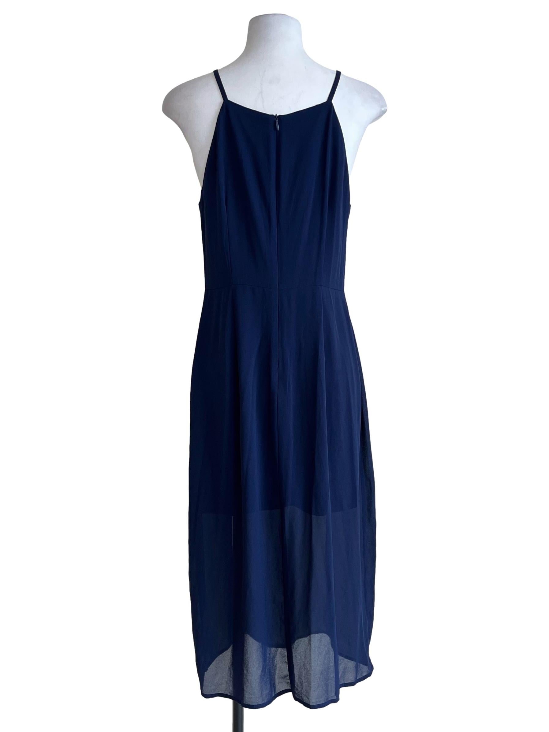 Navy Blue Sheer Midi Dress