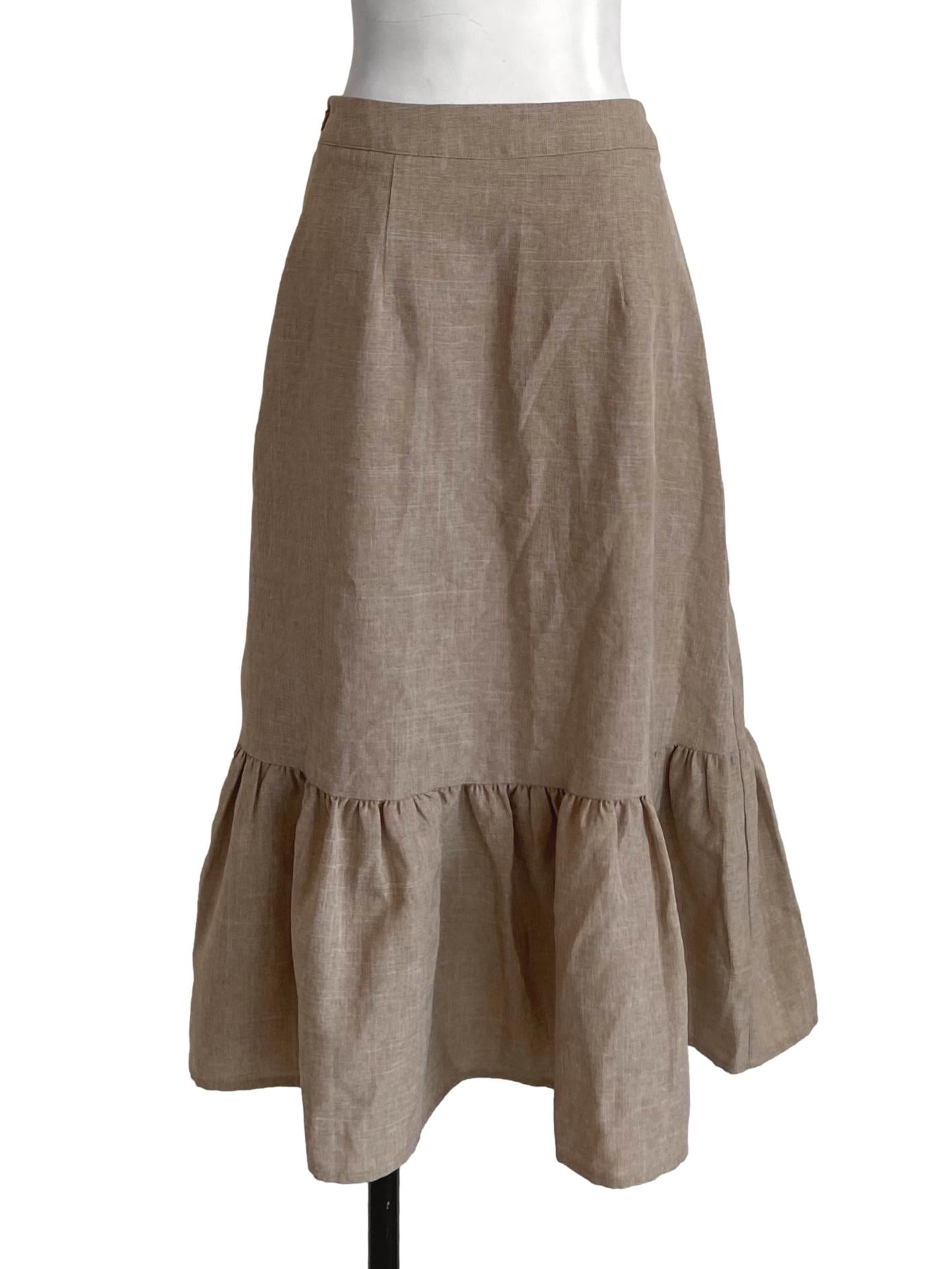 Tawny Brown Drop Waist Pegged Skirt