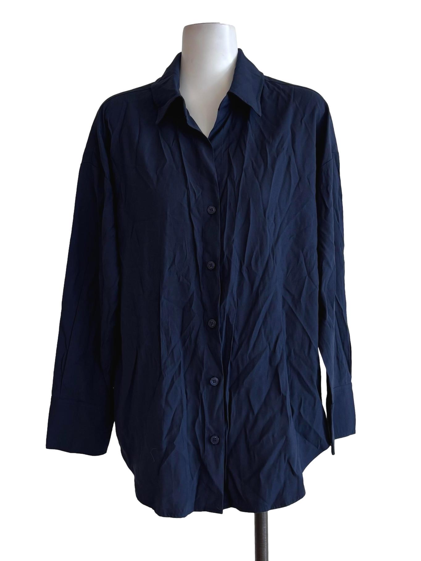 Navy Blue Longsleeve Buttoned Cotton Shirt