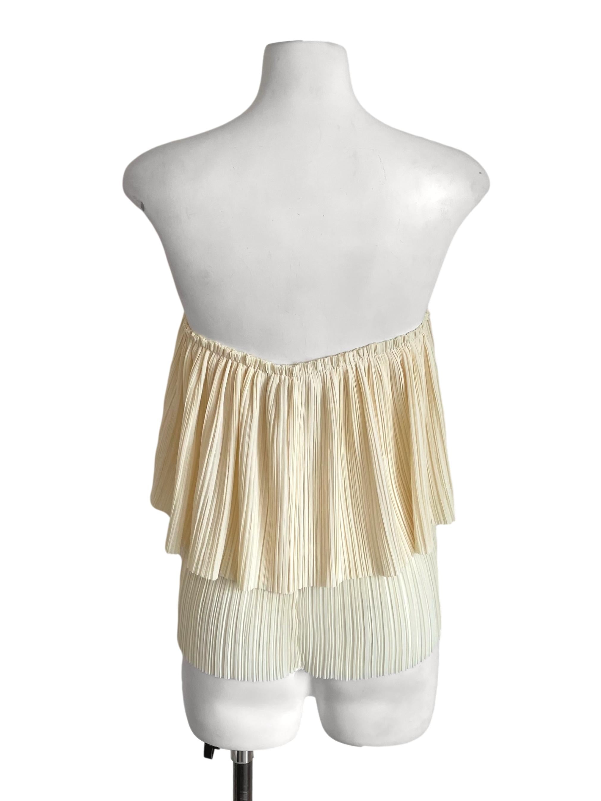 Pastel Yellow Accordion Off Shoulder Top