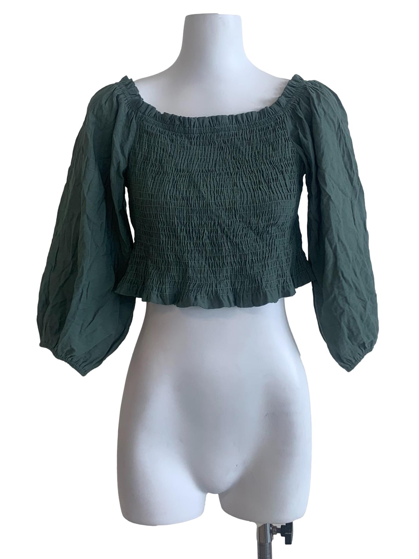 Moss Green Smocked Top