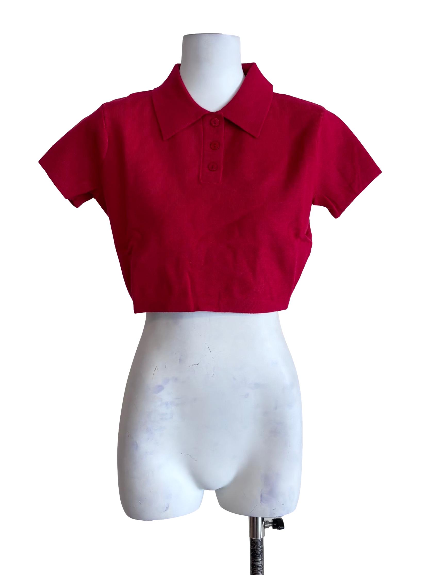 Red Archie Knit Polo Tee