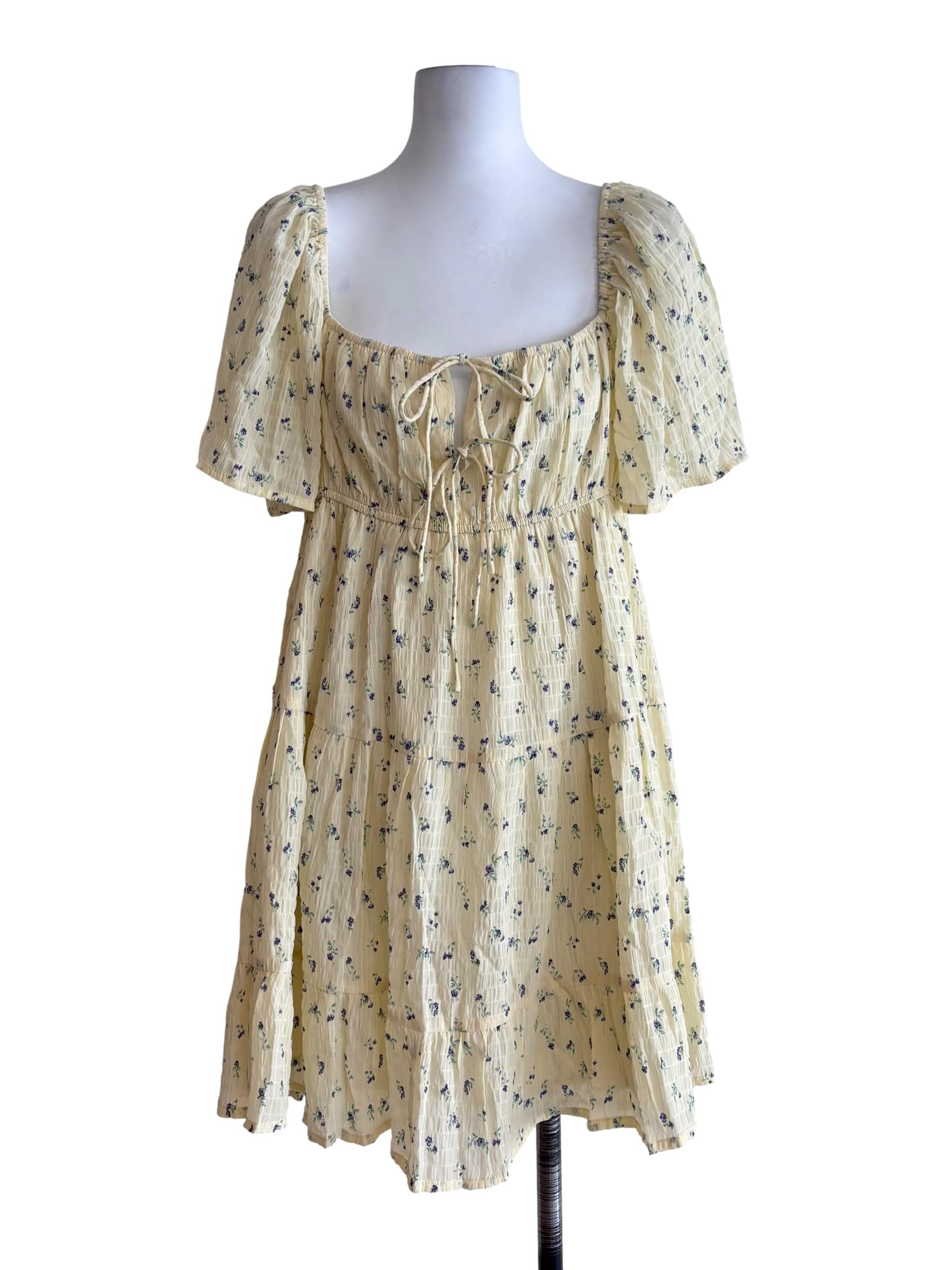 Yellow Loreine Flare Sleeve Dress