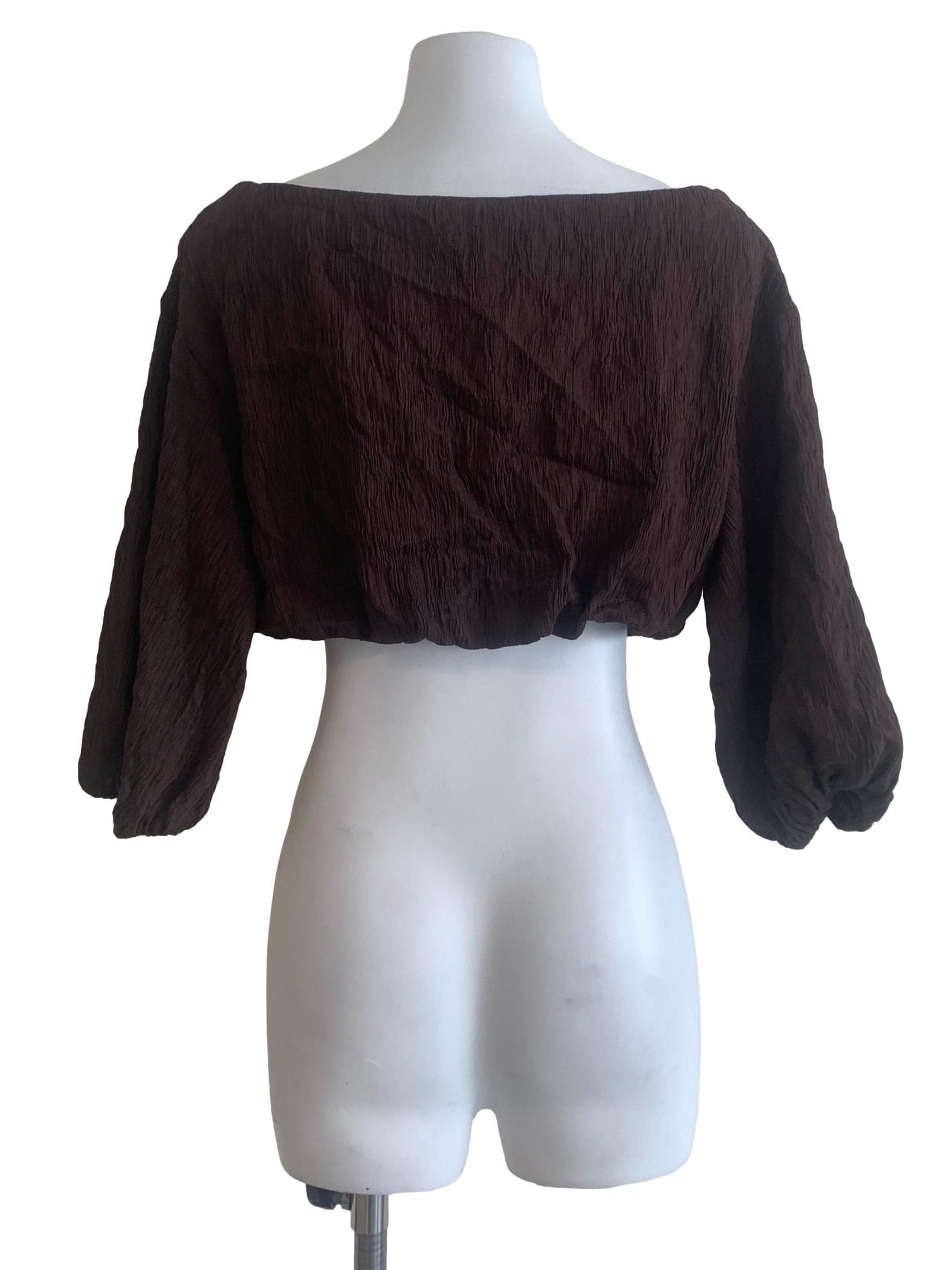 Mocha Brown Sabrina Neck Top