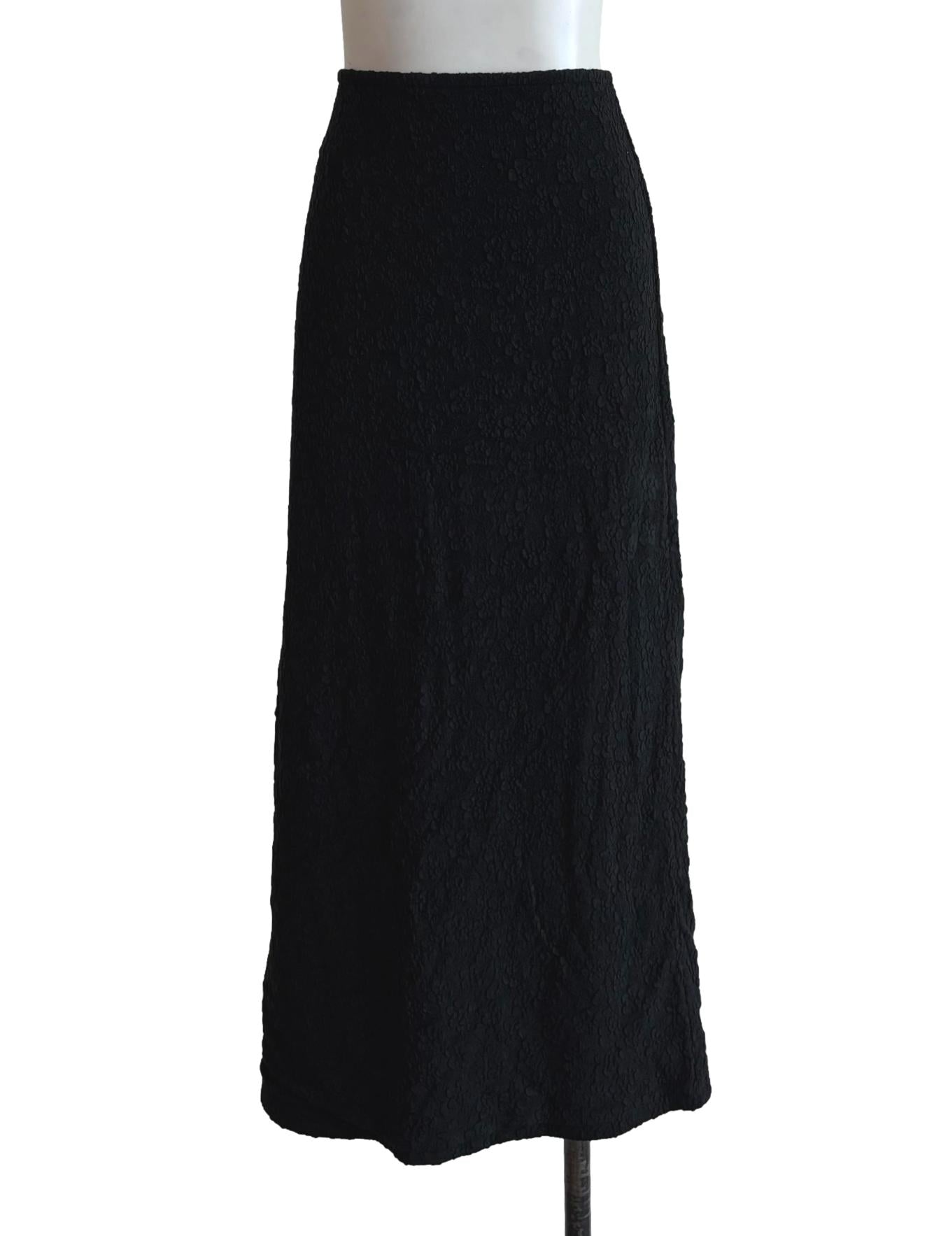 Night Black Textured Pencil Skirt