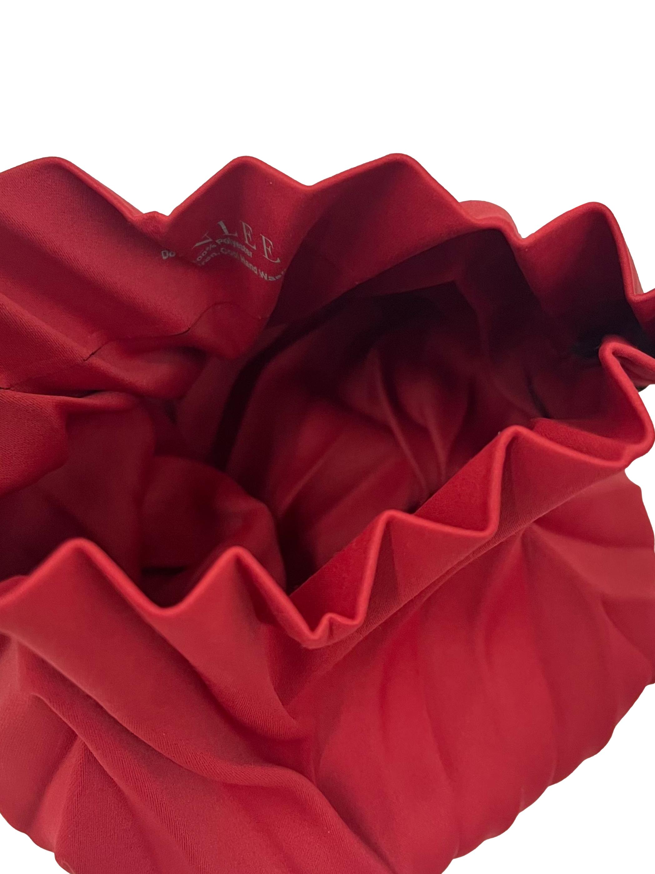 Red Stretchable Pleated Shoulder Bag With Black Adjustable Straps