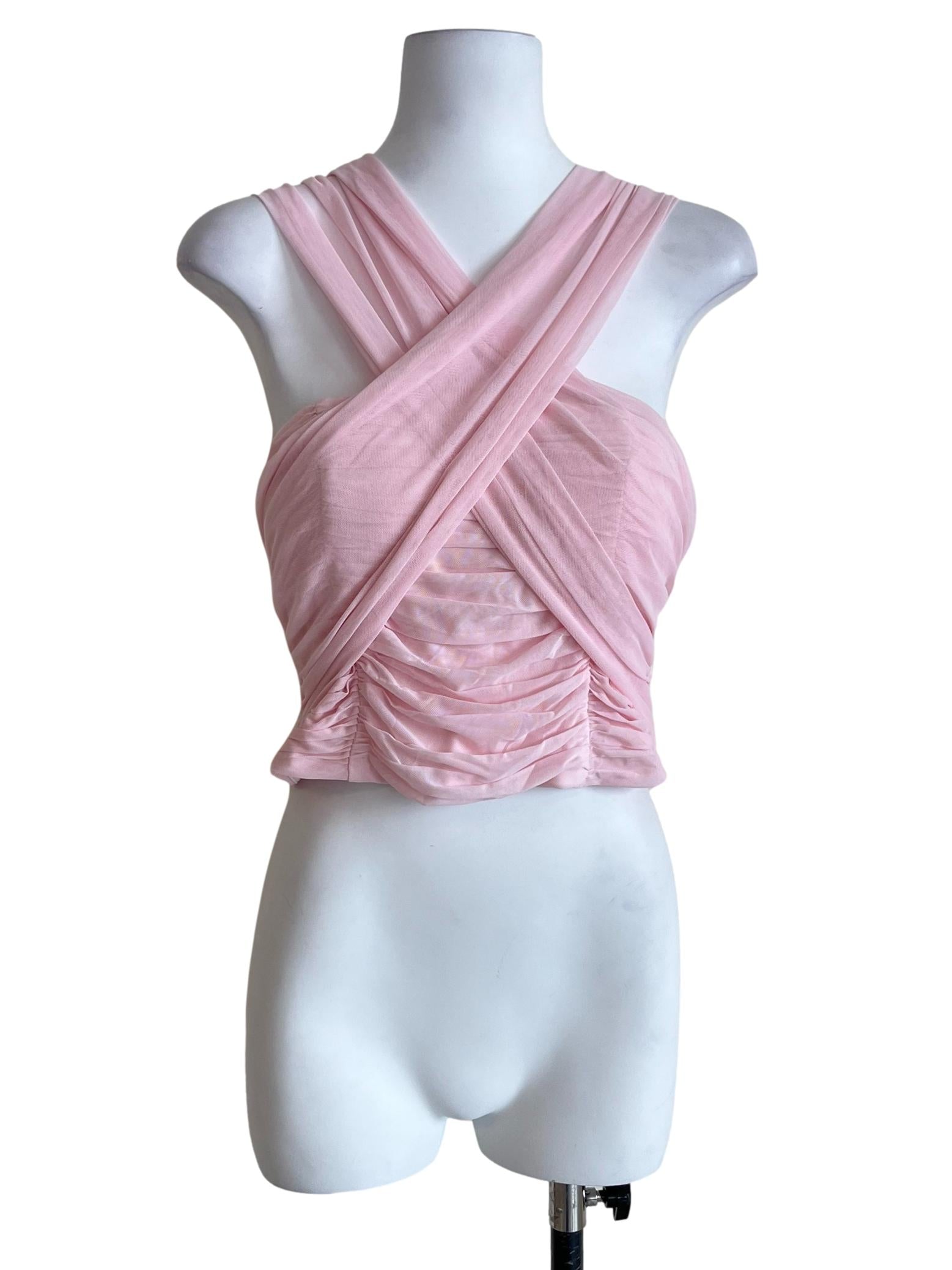 Blush Pink Wrap Drape Crop Top