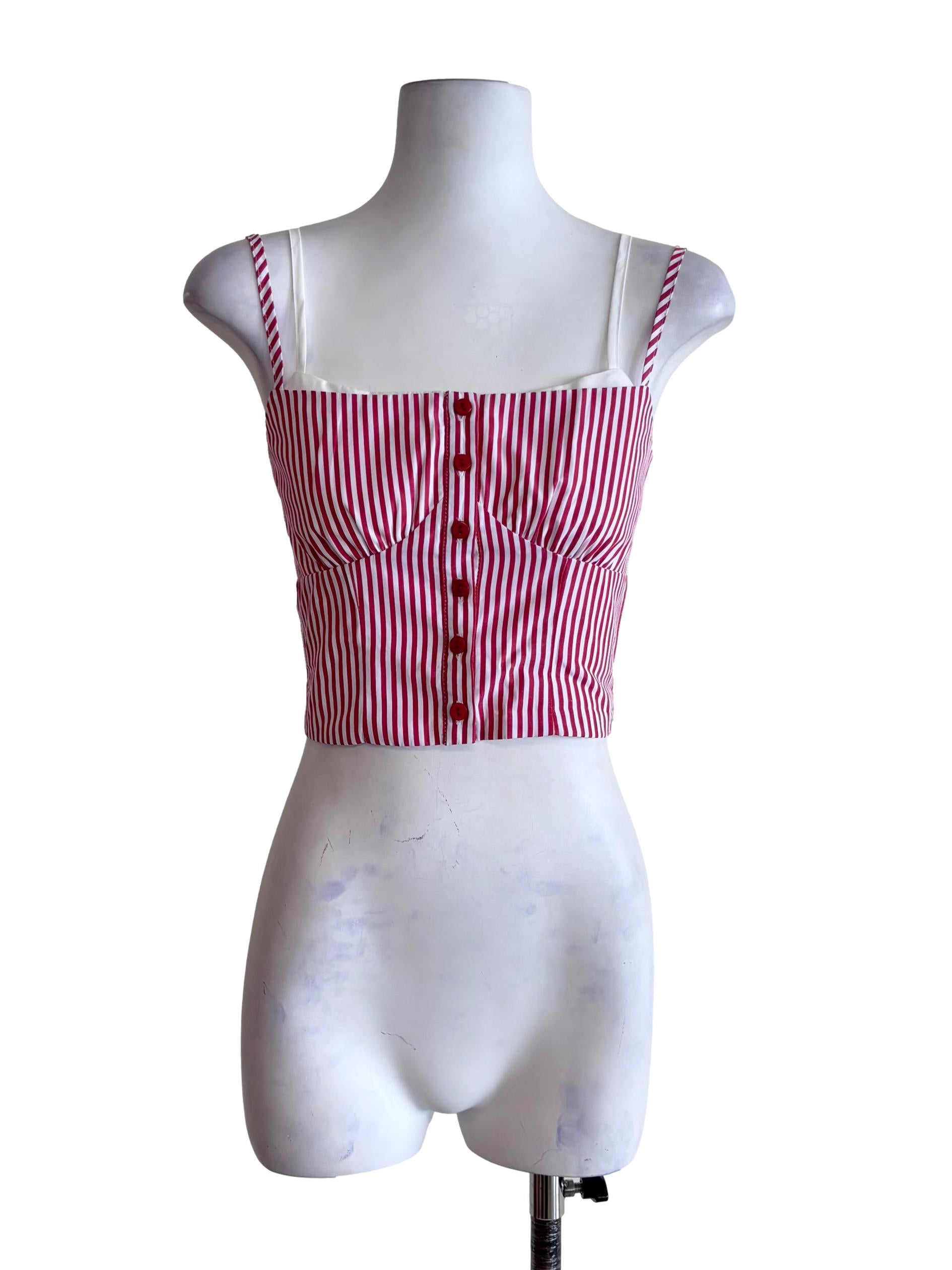 Red Kennedy Bustier Button Top