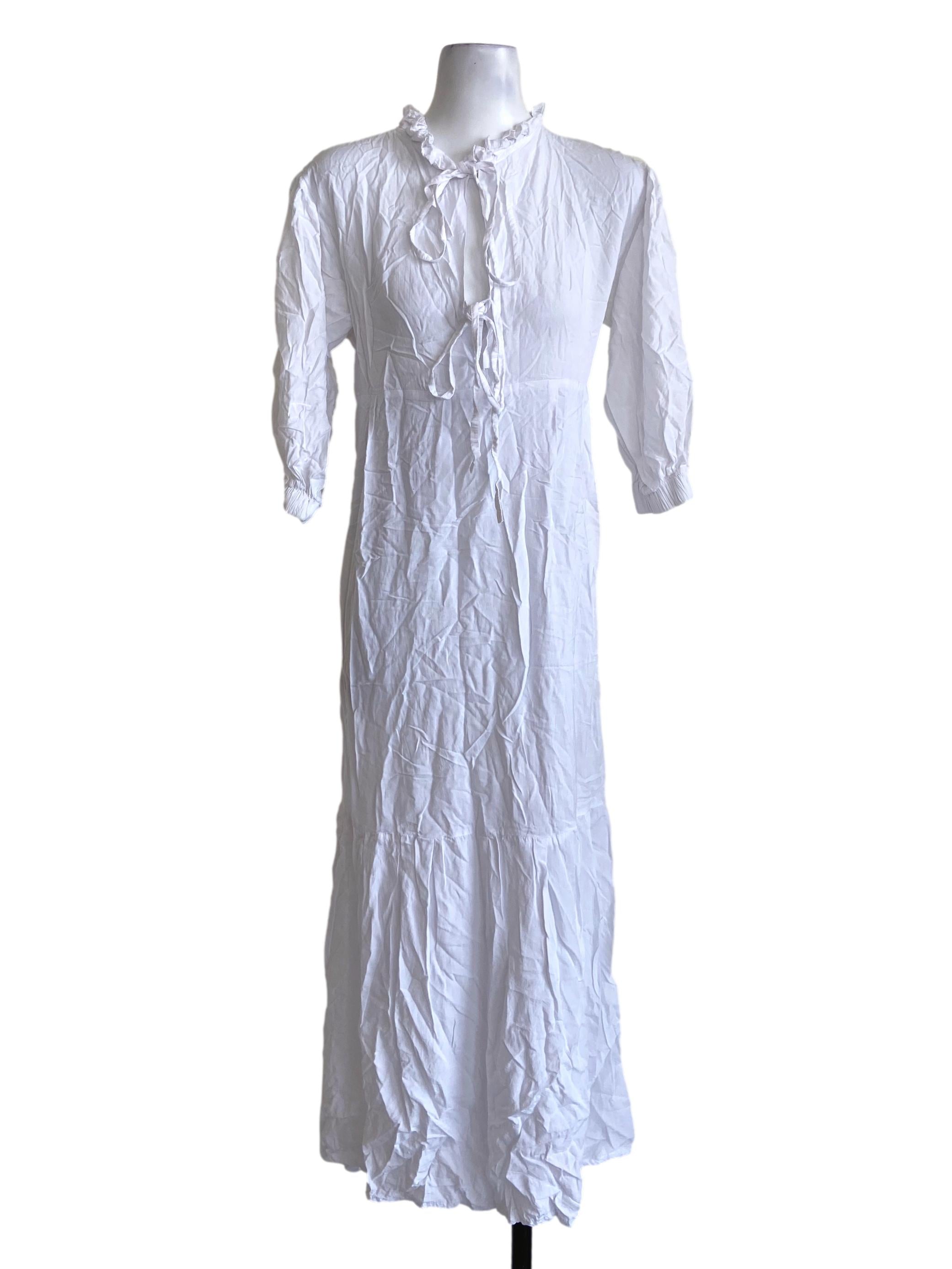 White Neck Knot Empire Dress