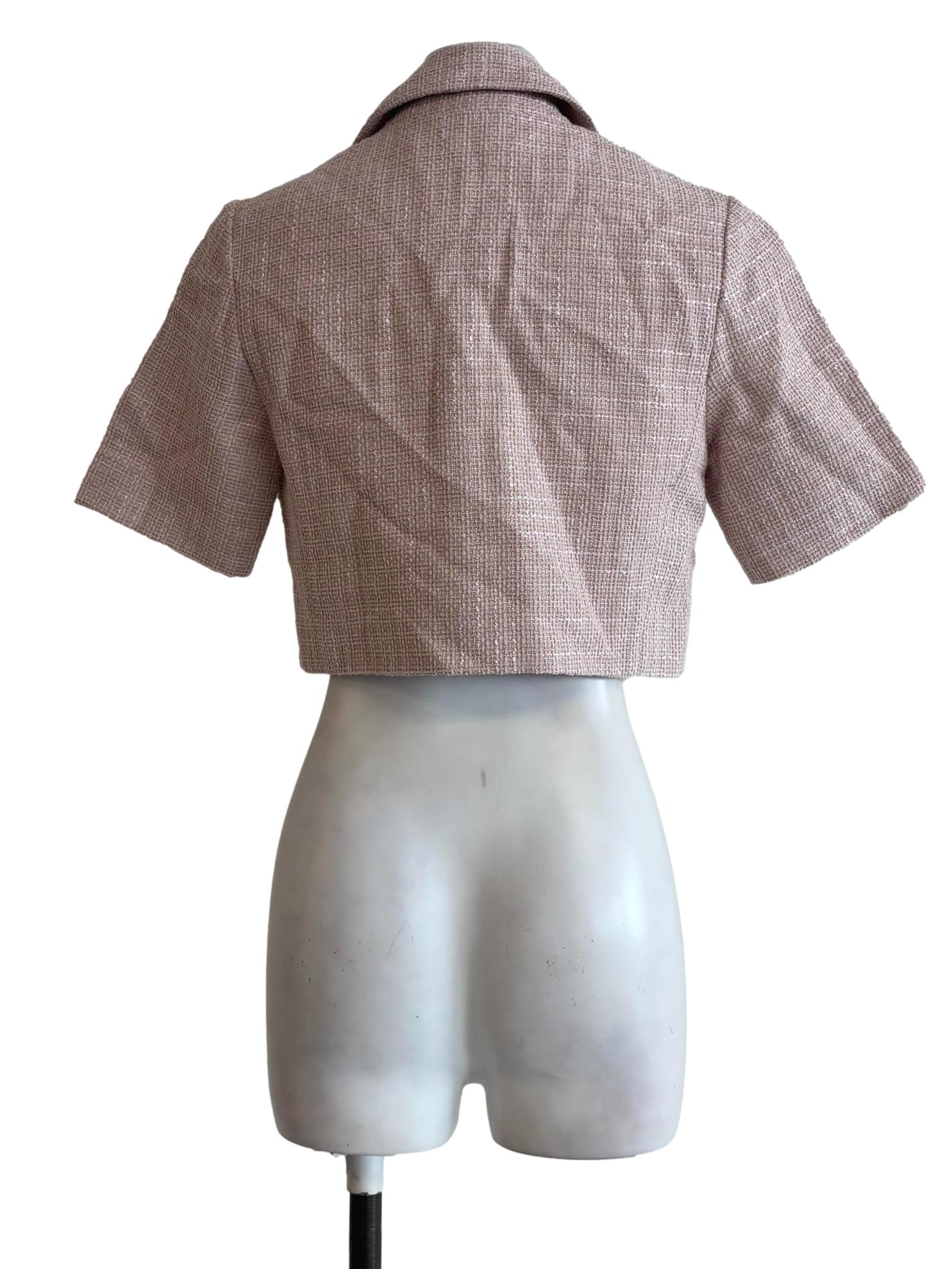 Pastel Pink Shortsleeve Tweed Top