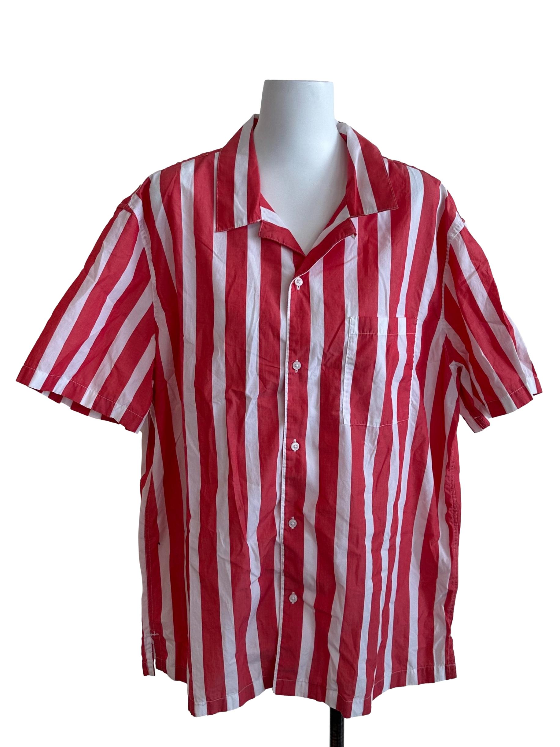 Red White Stripe Collar Top