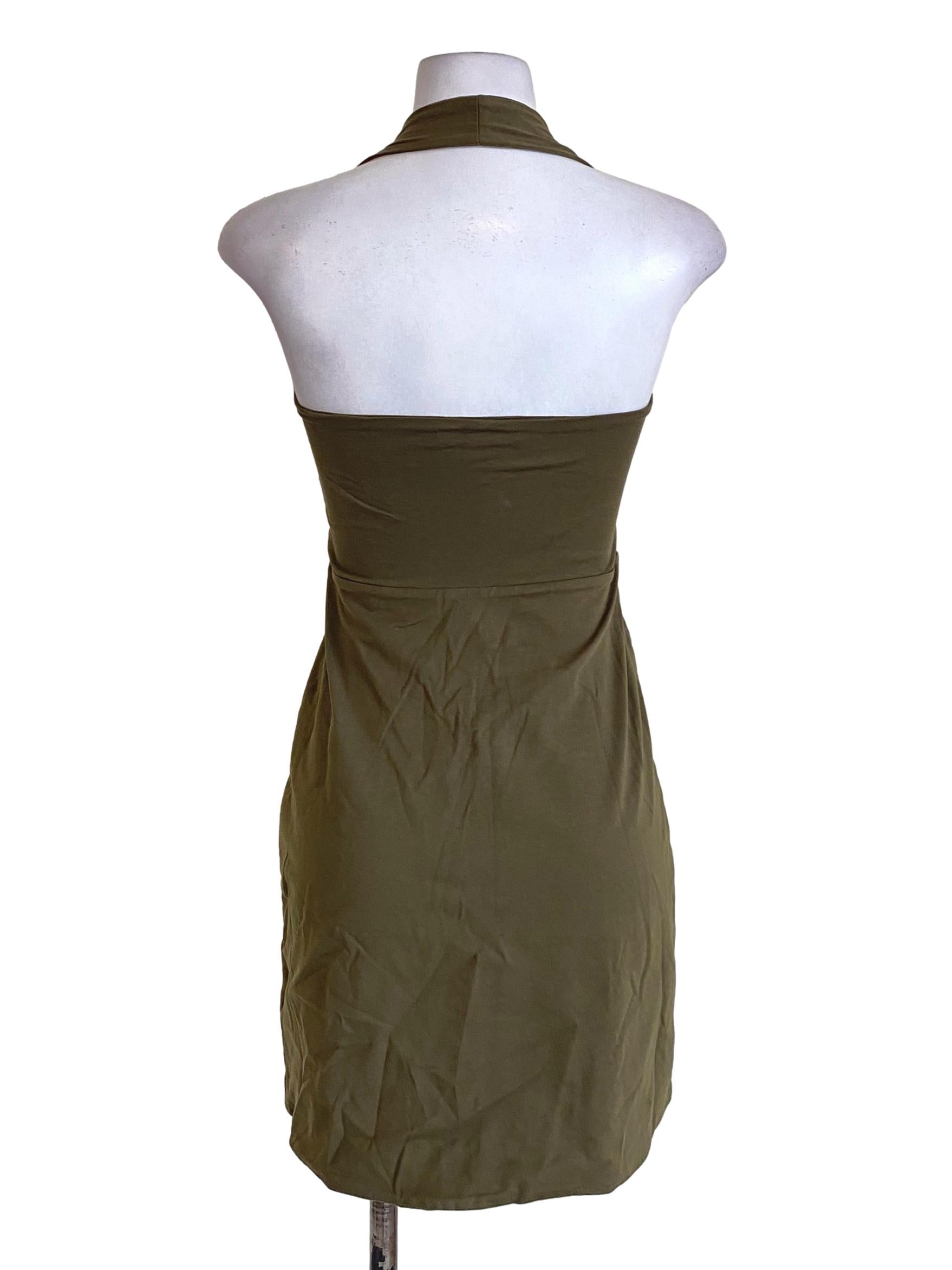 Crocodile Green Halter Neck Bodycon Dress