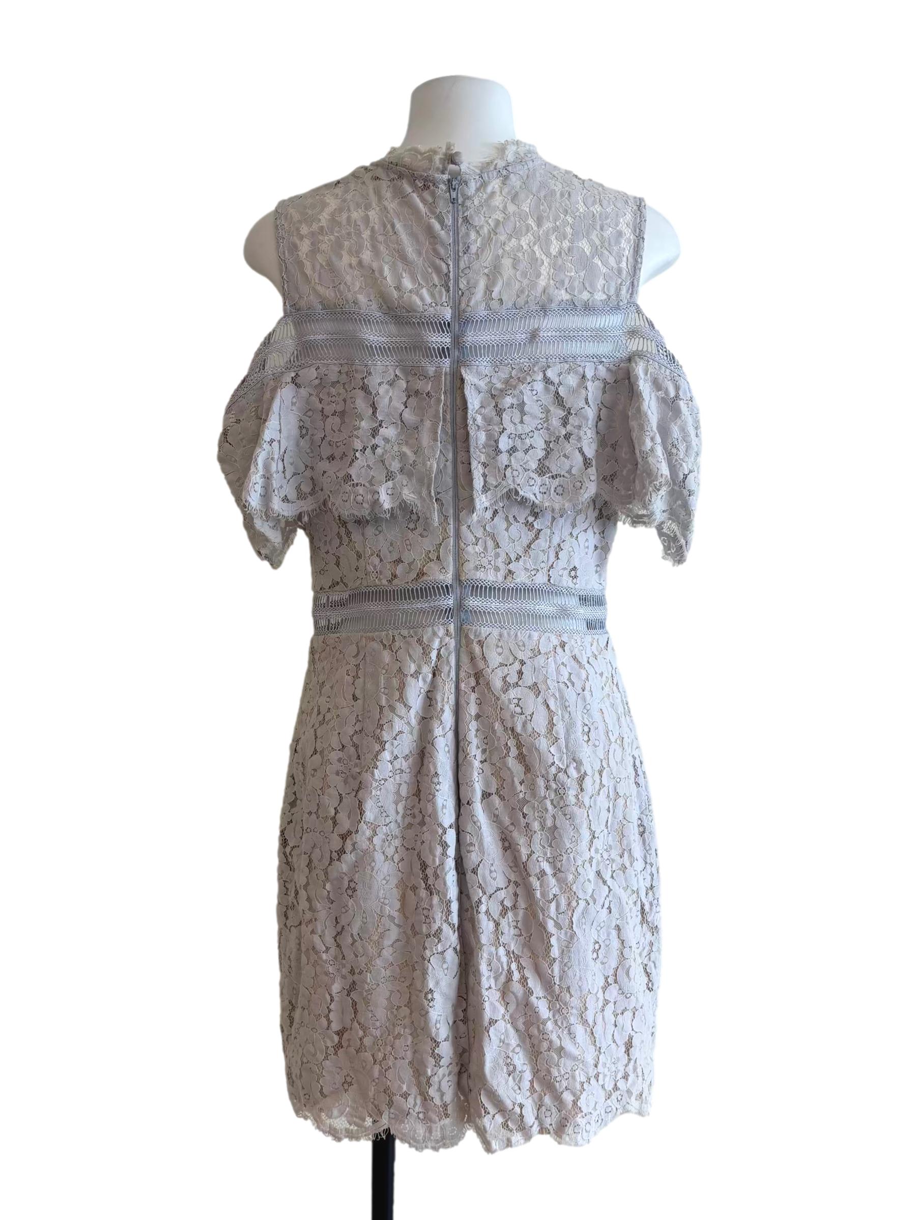 Bone White Floral Lace Mini Dress