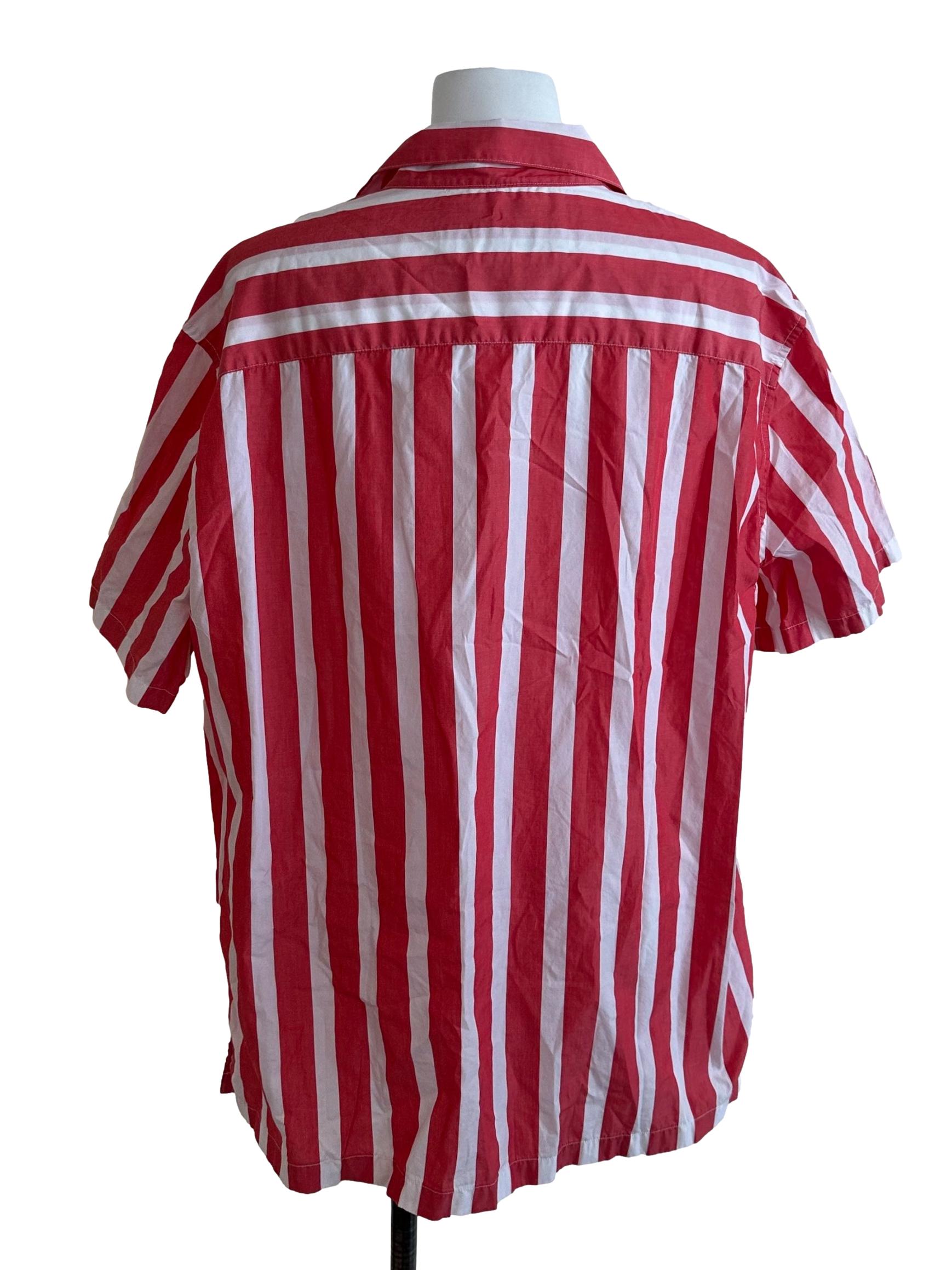 Red White Stripe Collar Top