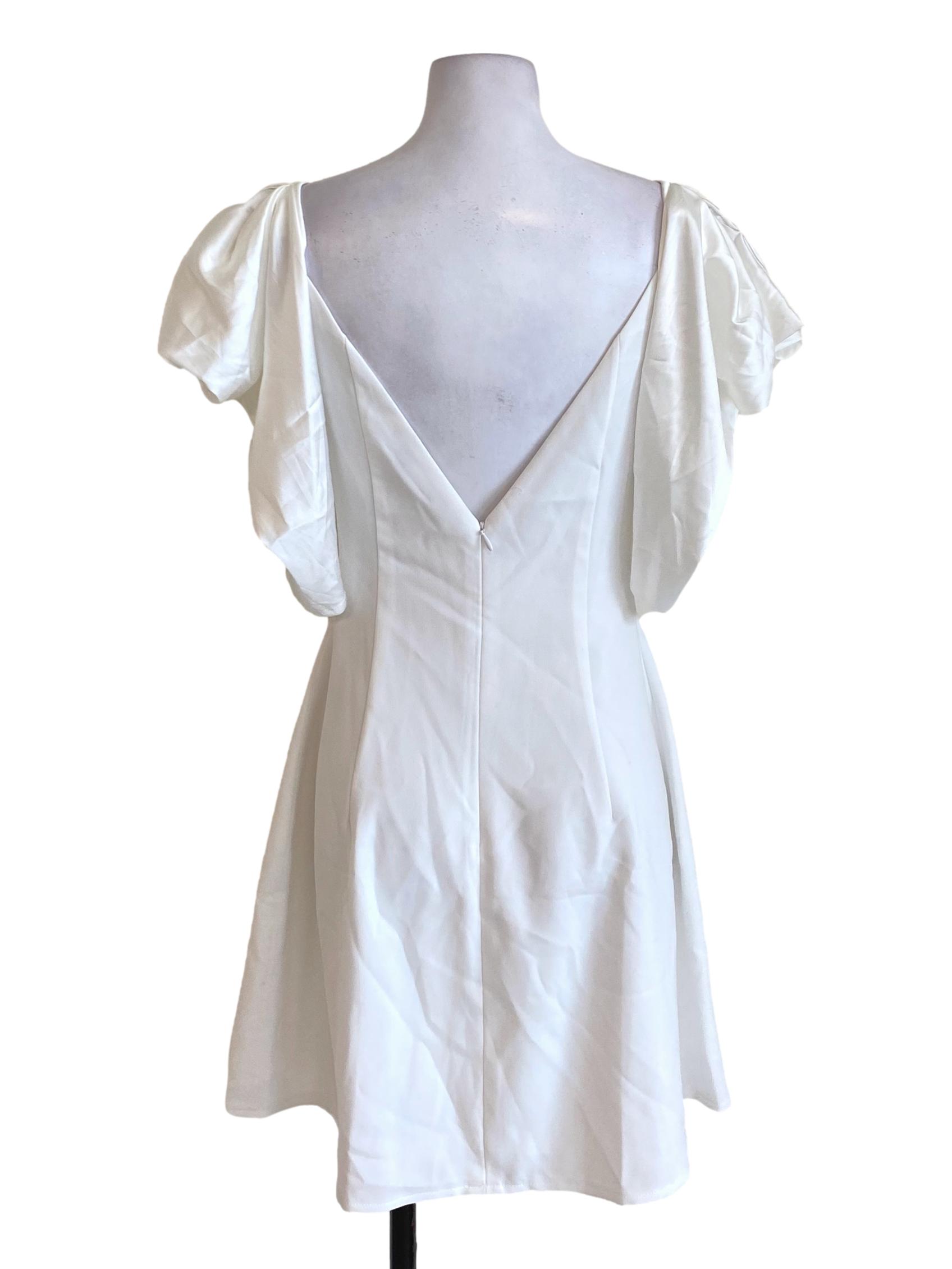 White Butterfly Sleeve Exposed-Back Dress