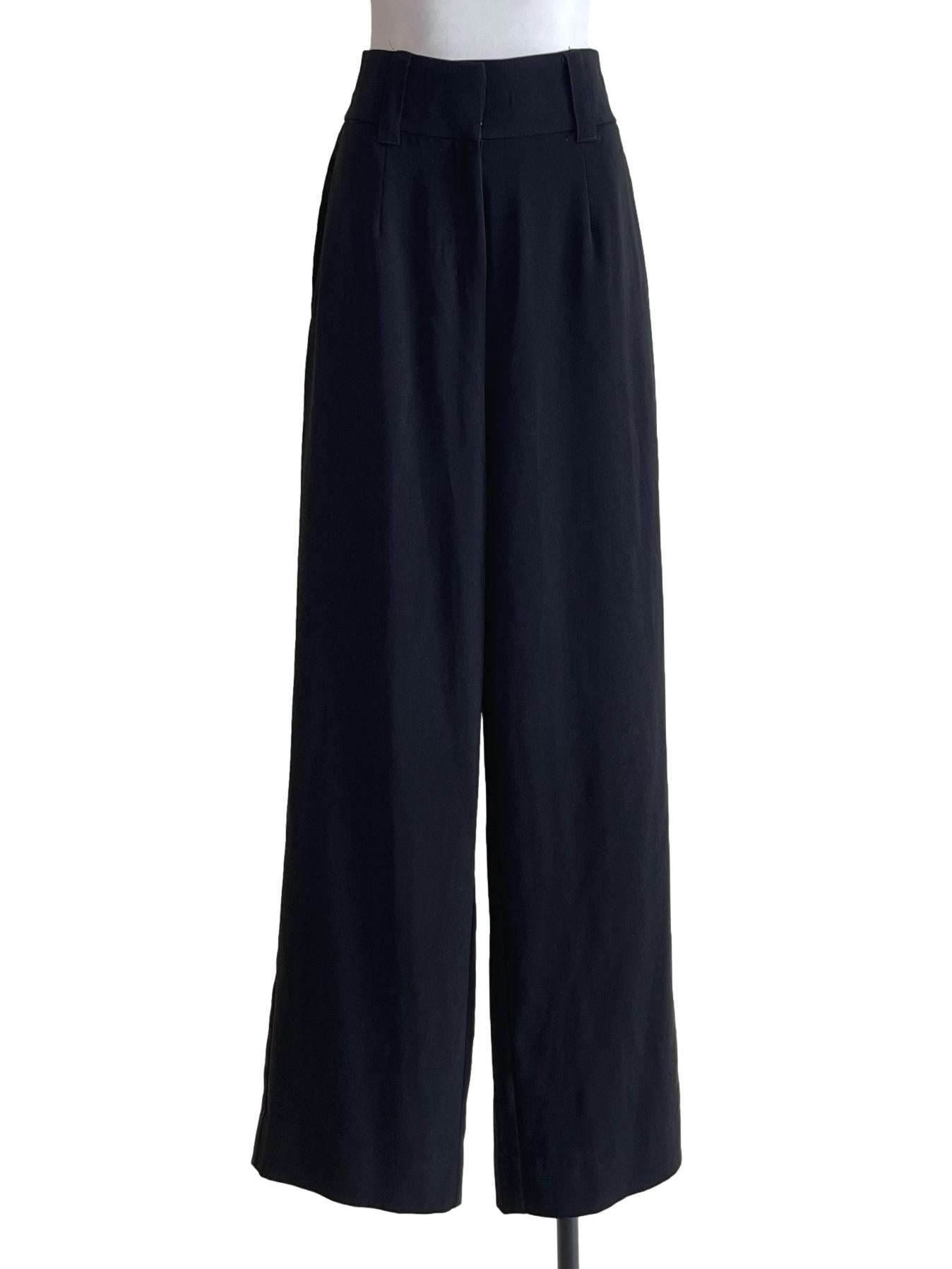 Jade Black Highwaist Wide-Leg Pants