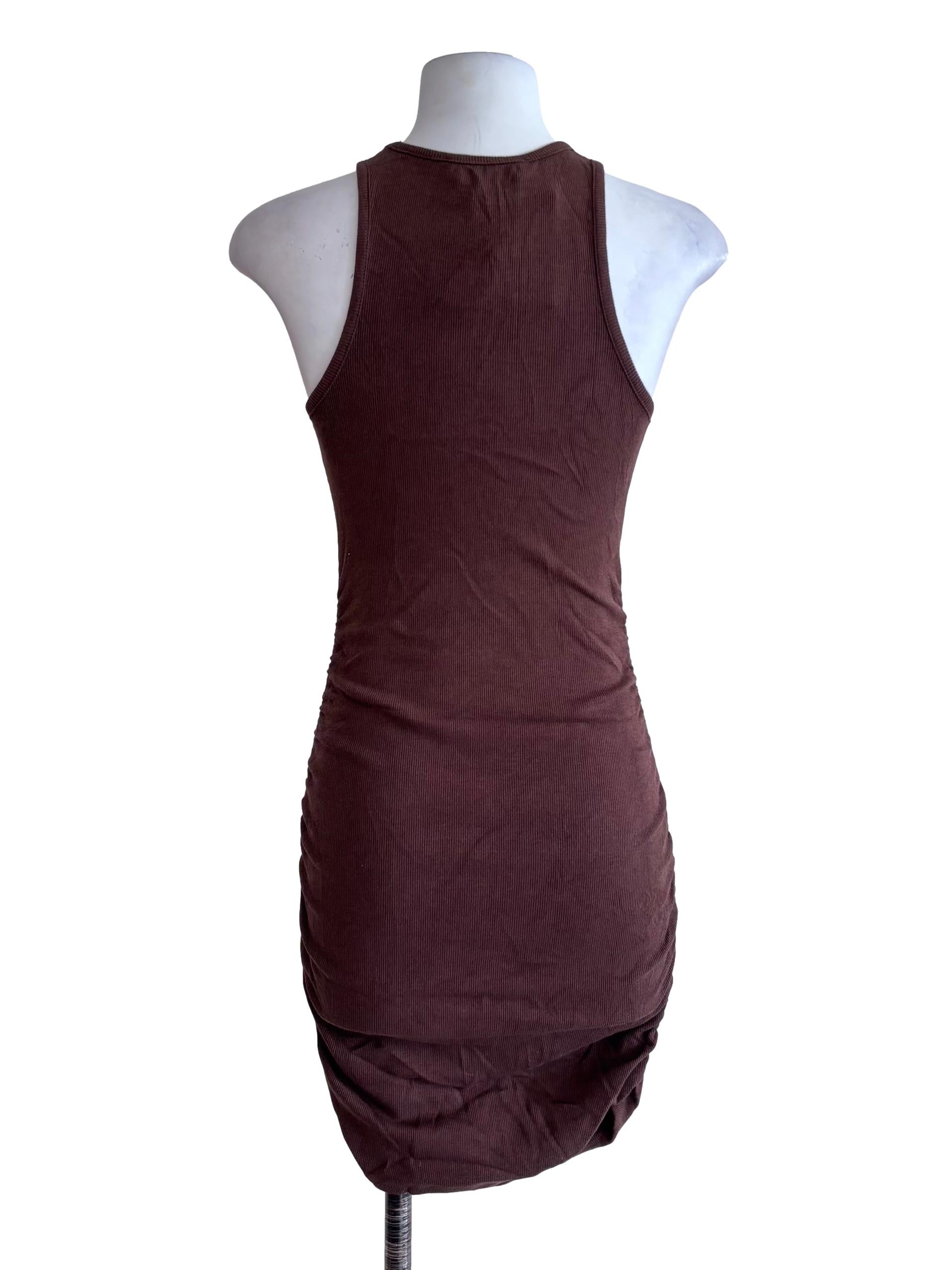 Brown Aerin Asymmetrical Ruch Side Dress