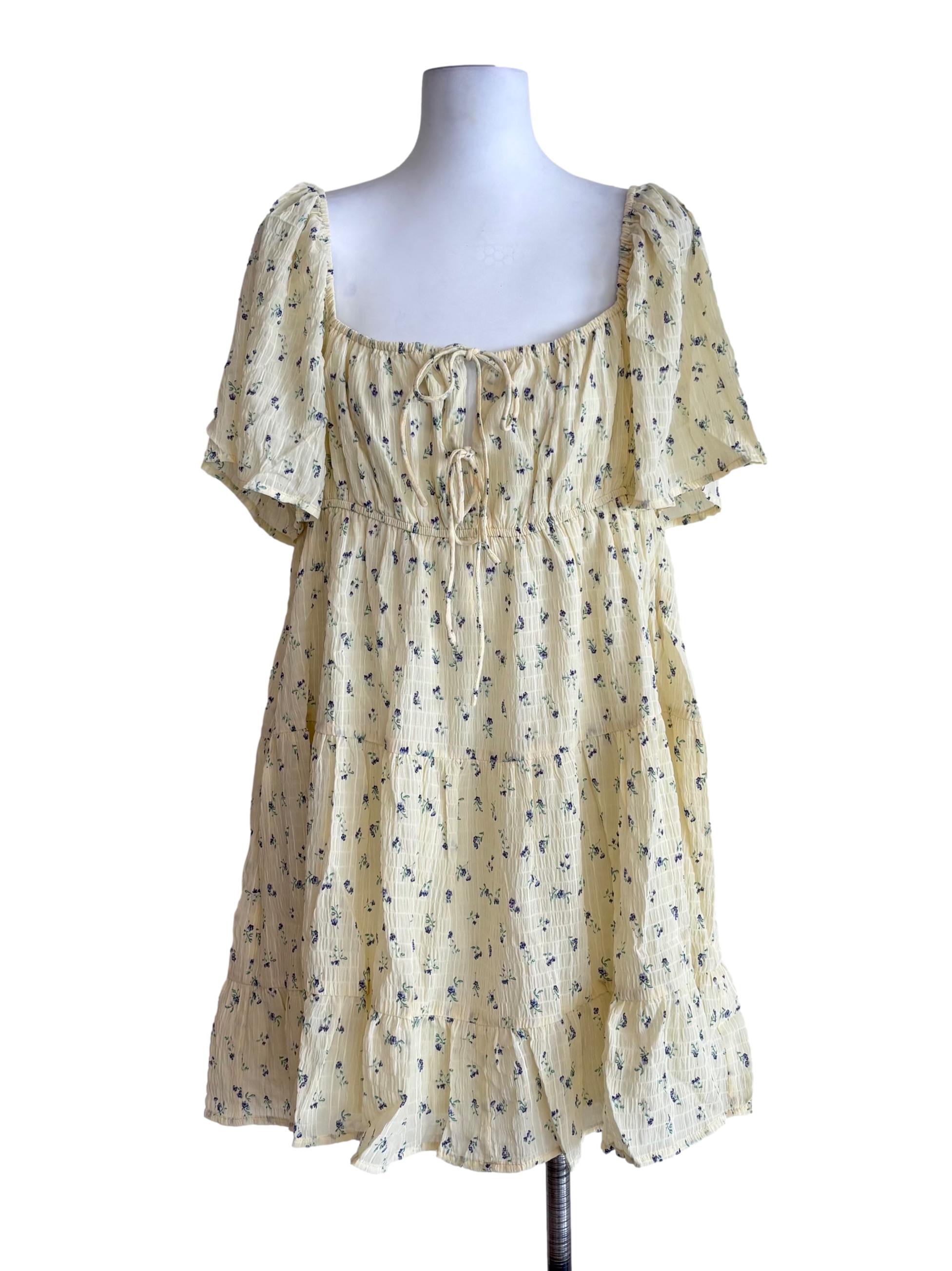 Yellow Loreine Flare Sleeve Dress