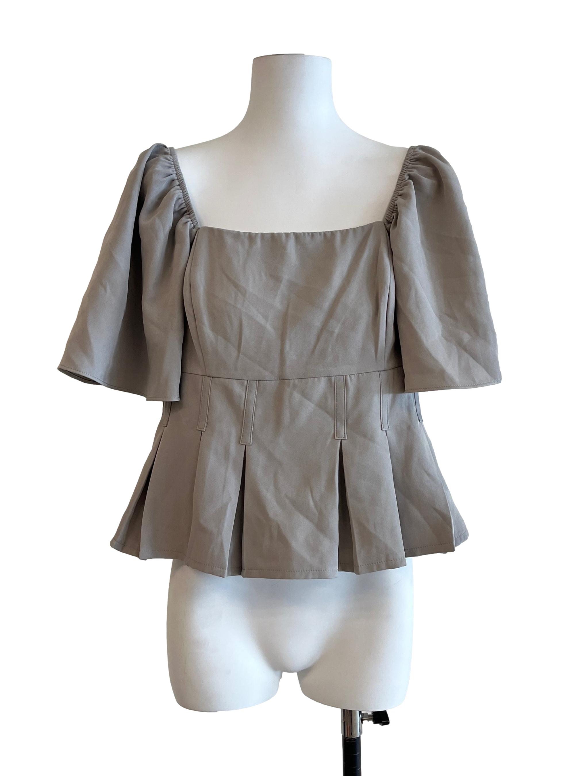 Dove Grey Square Neck Top