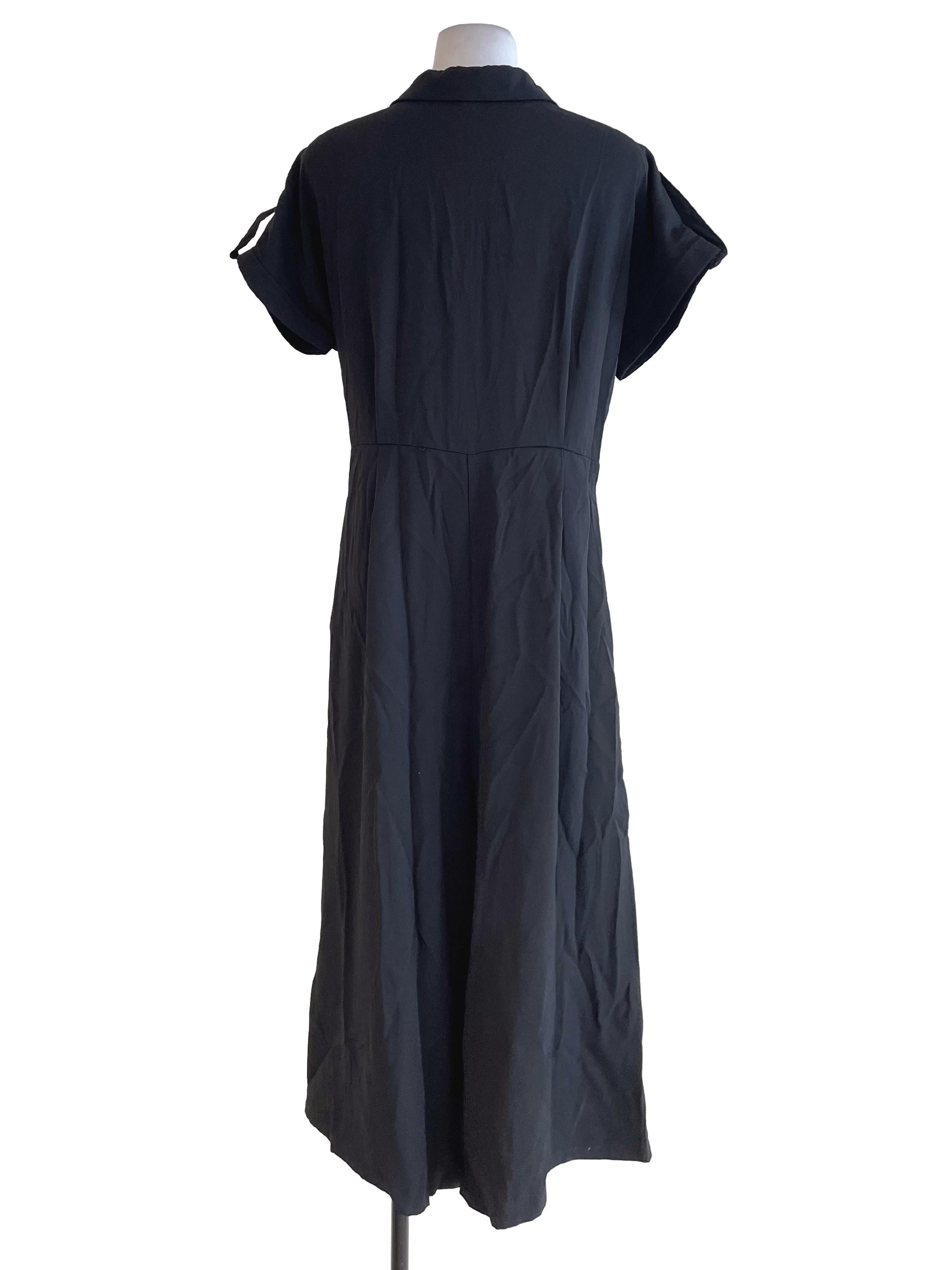 Black Buckled Shirt Jumpsuit