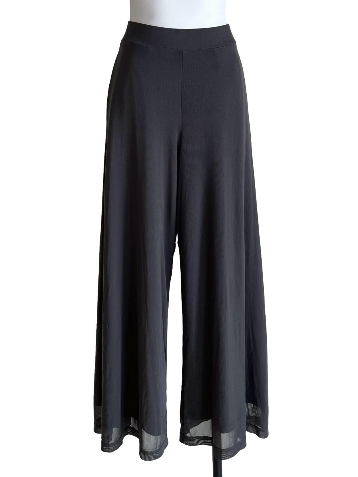 Charcoal Grey Sheer Wide-Leg Pants