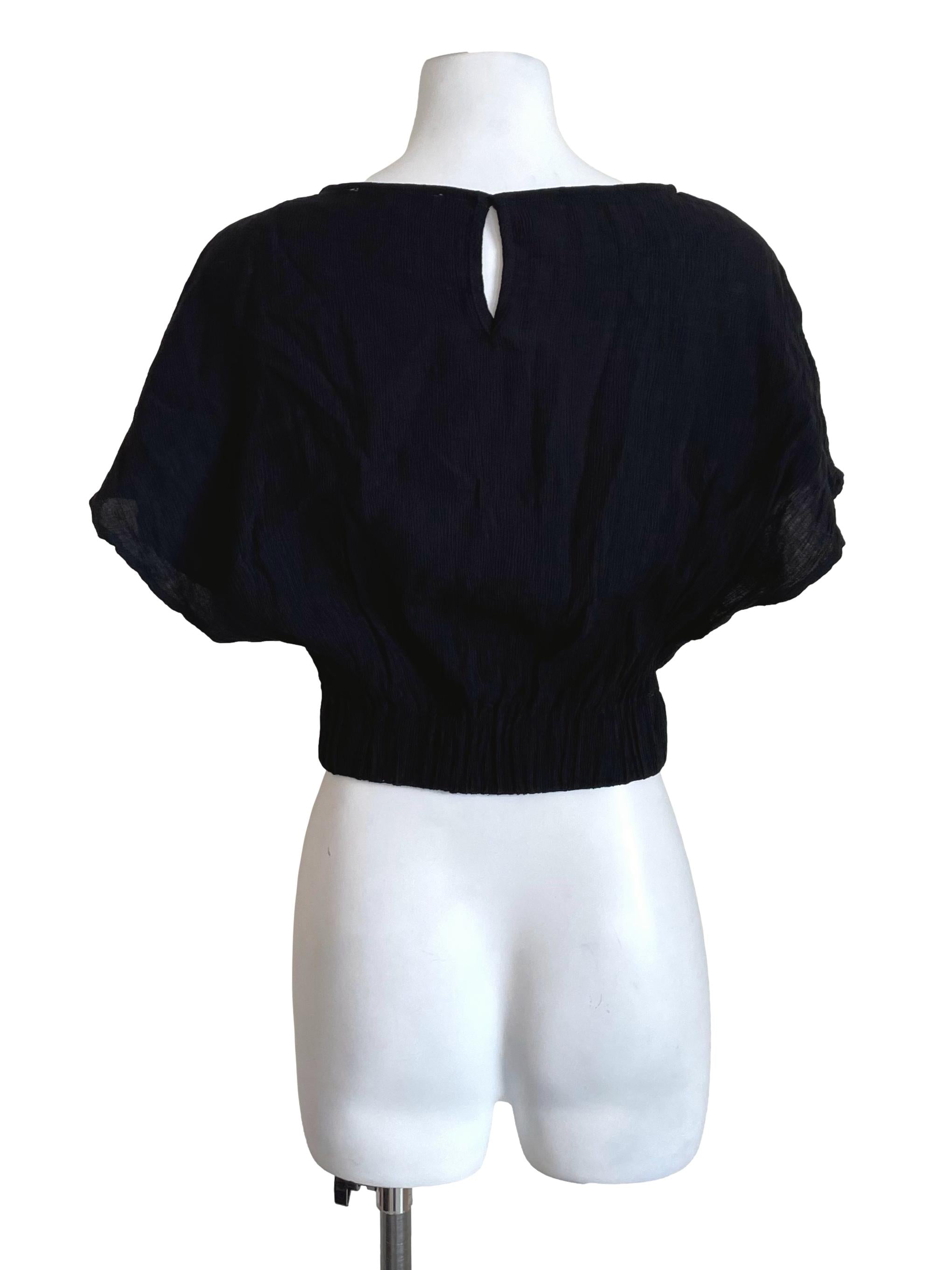 Black Creased Batwing Top LB