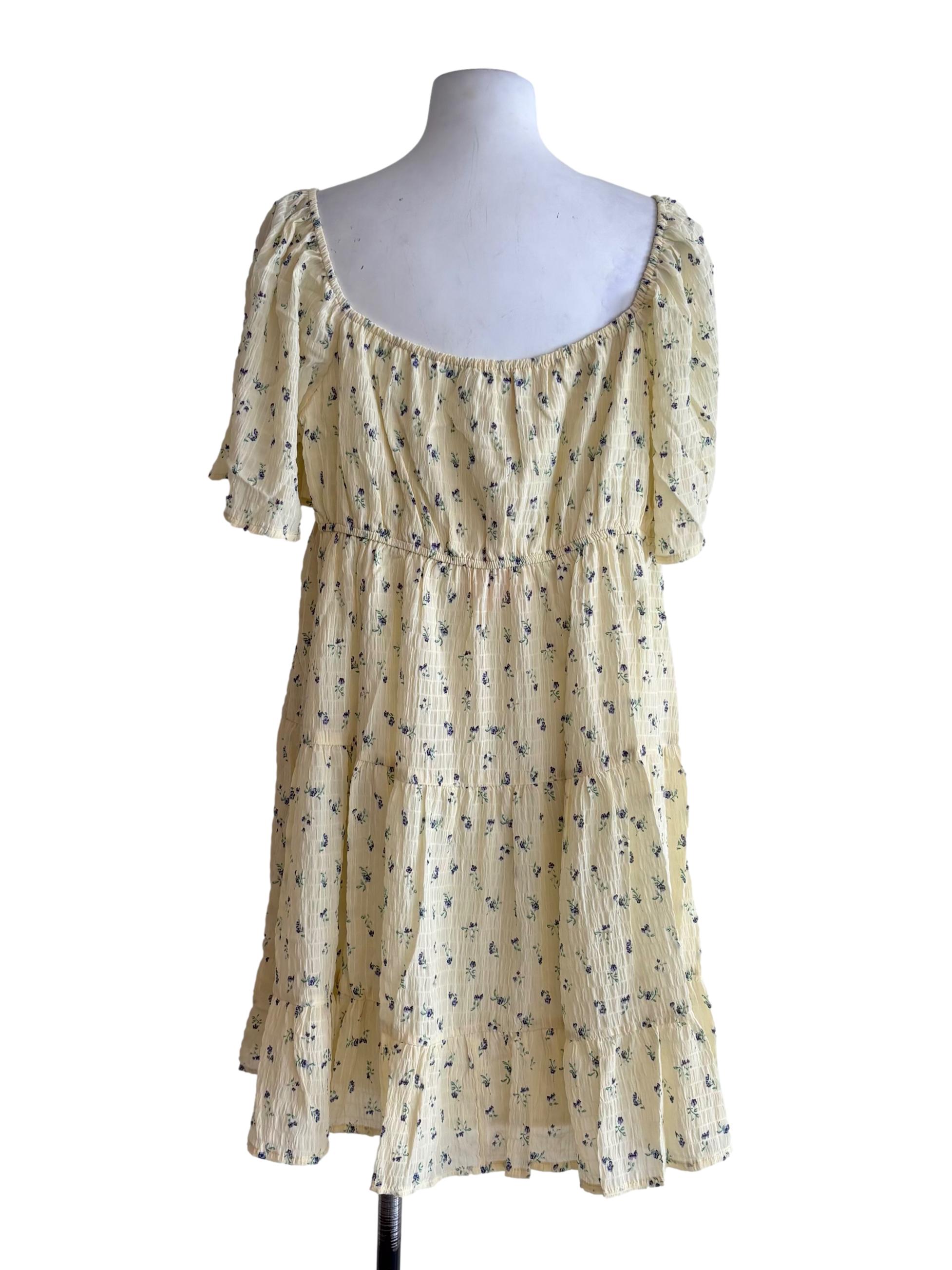 Yellow Loreine Flare Sleeve Dress