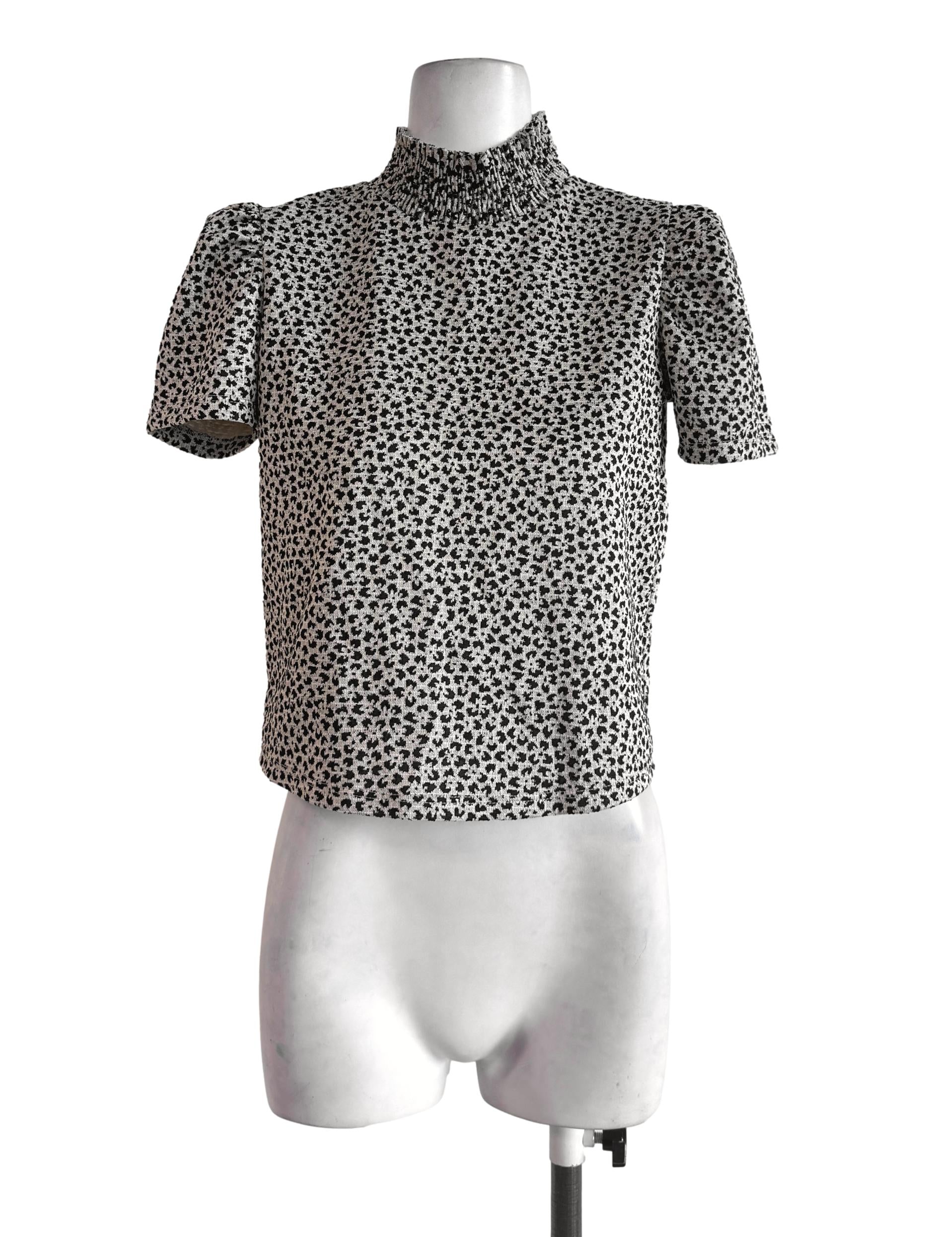 Black & Cream Leopard Printed Top