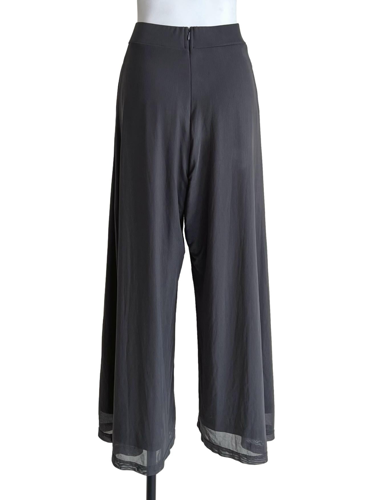 Charcoal Grey Sheer Wide-Leg Pants