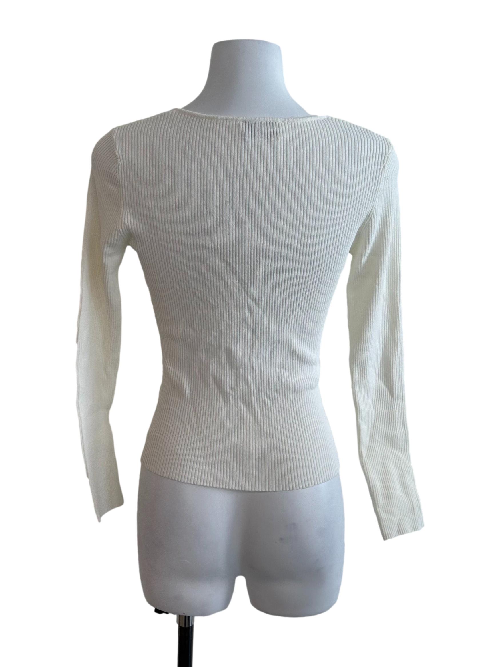 Pearl White Knit Fitted Top