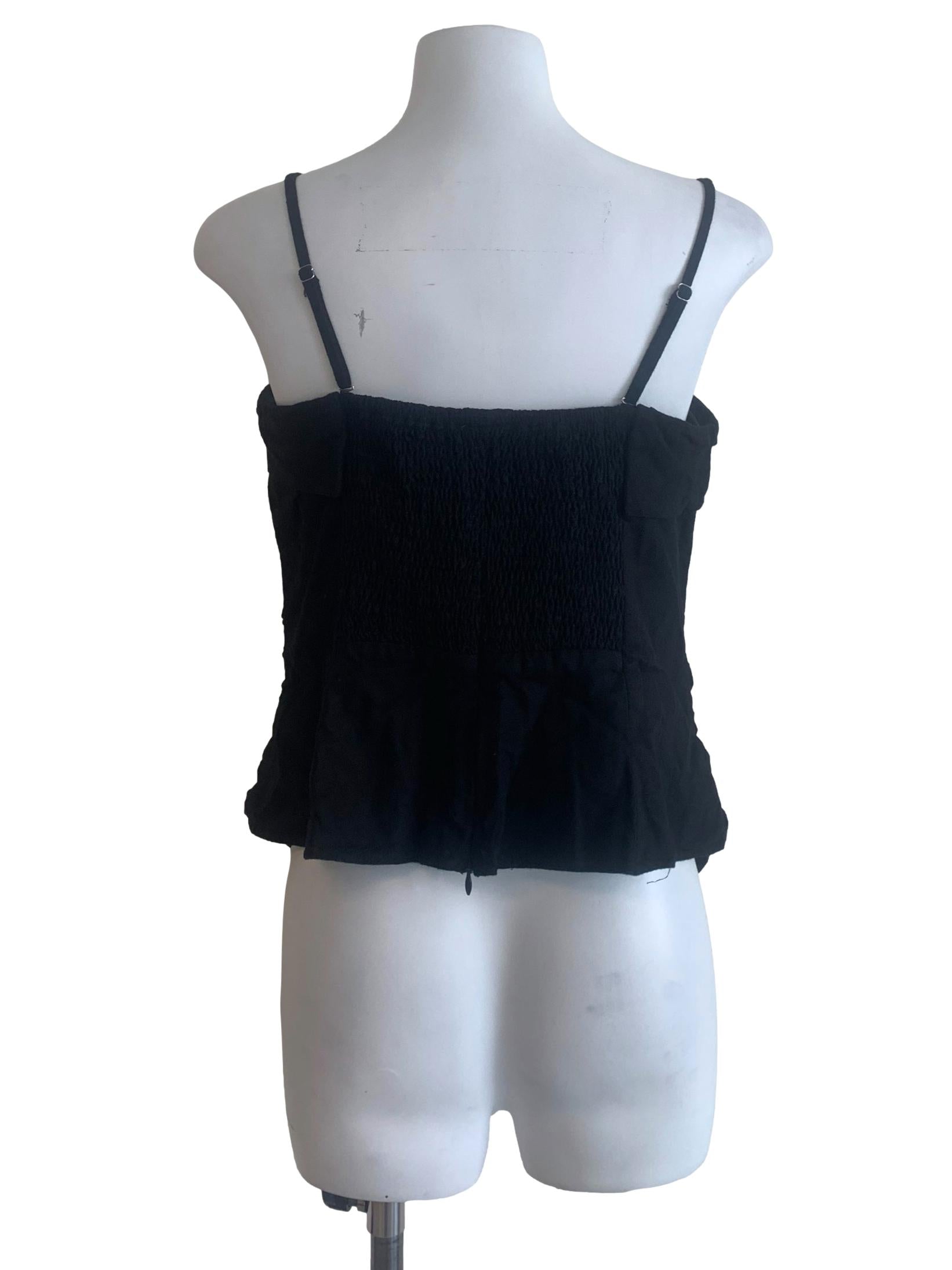 Black Spaghetti Strap Asymmetric Top