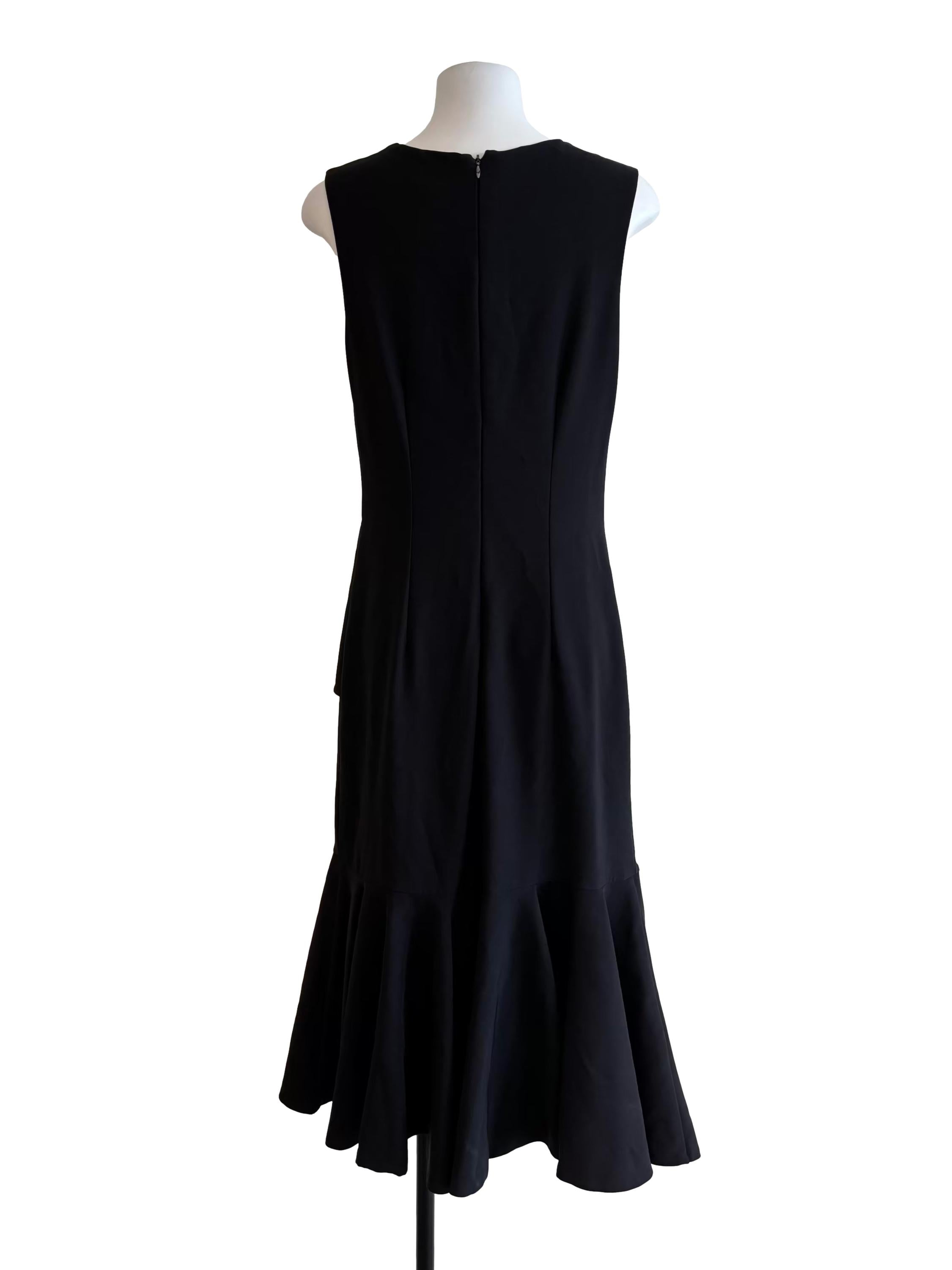 Rich Black Sleeveless Ruffle Dress