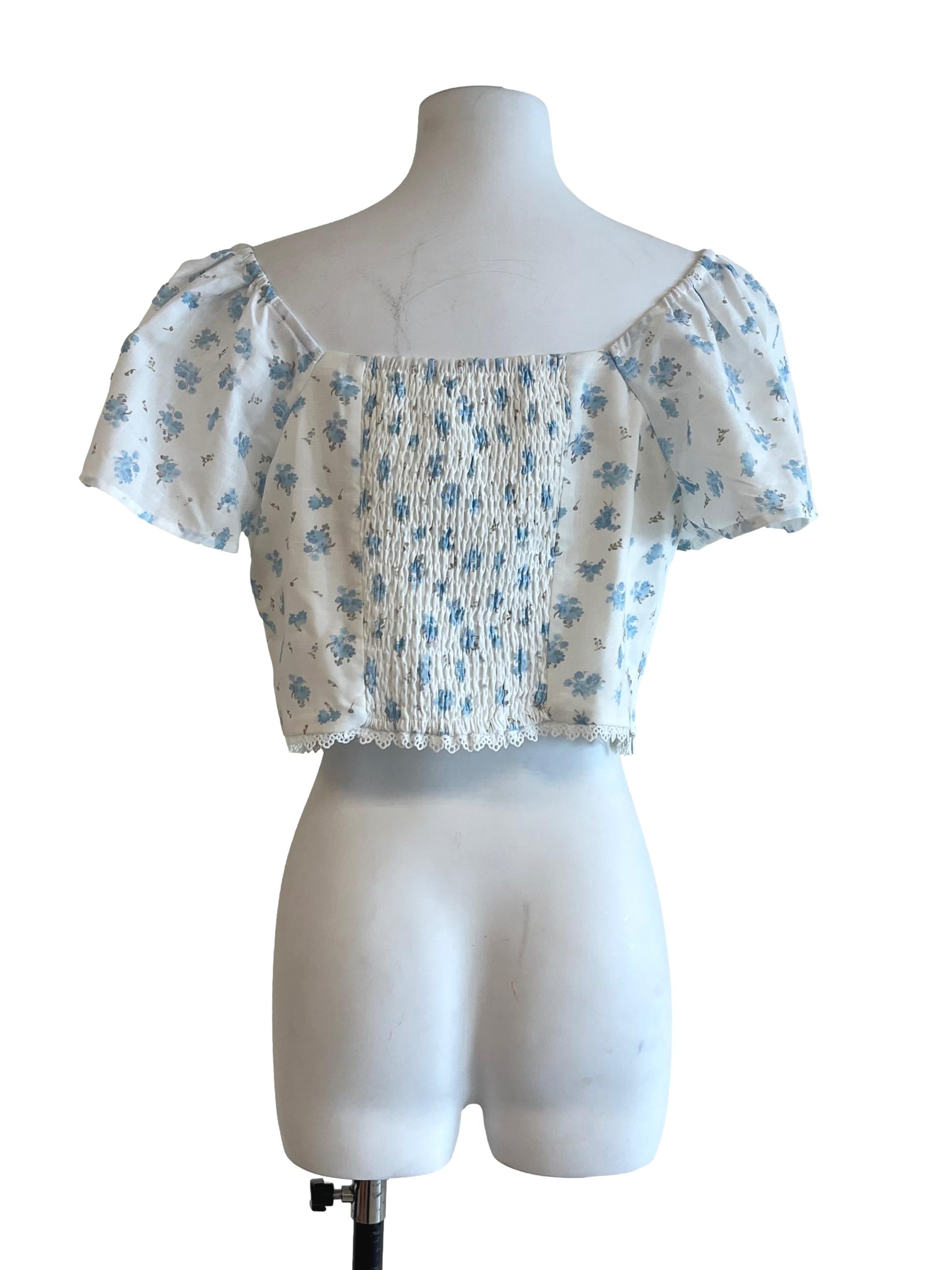 Baby Blue Printed Crop Top
