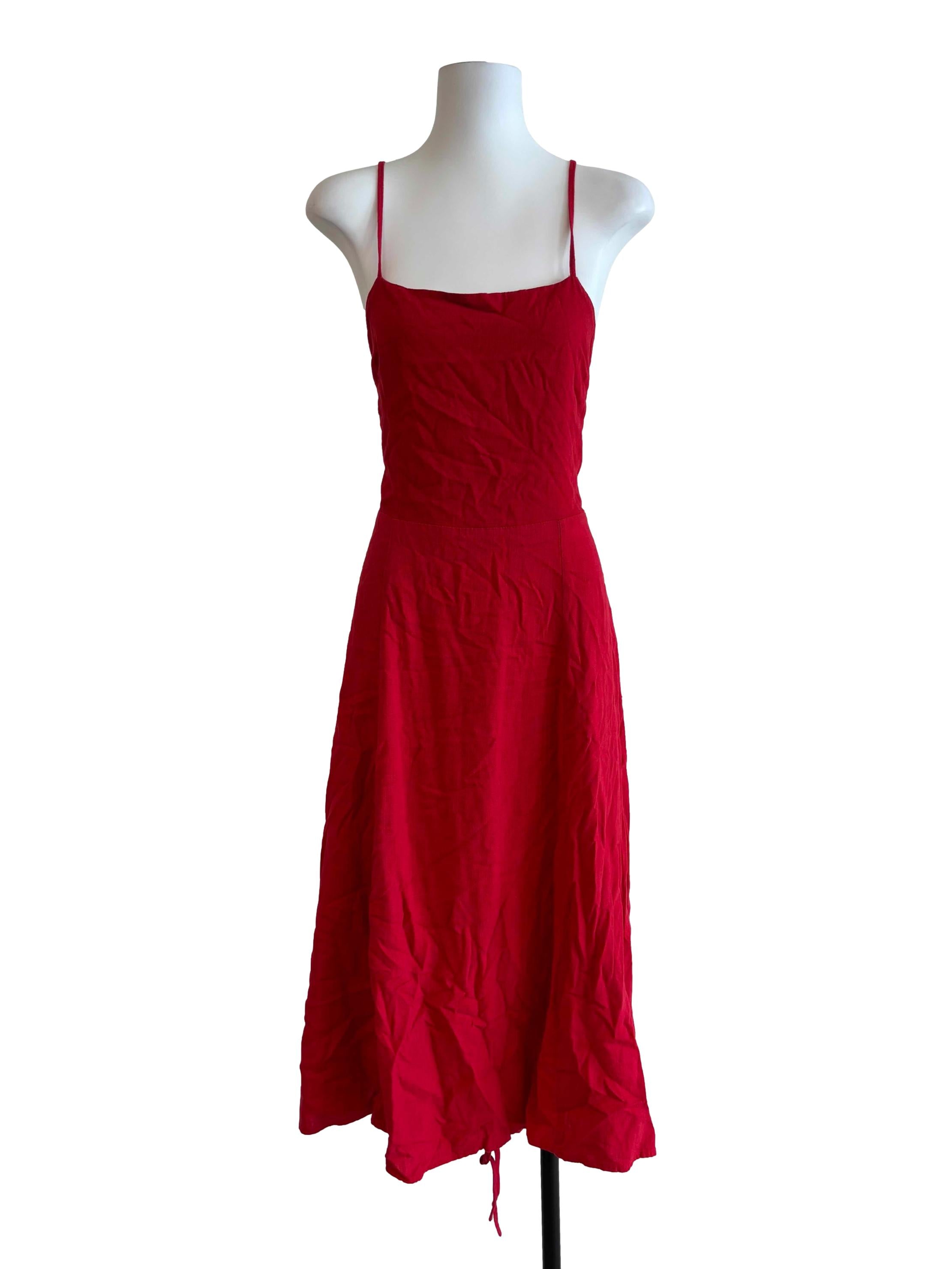 Lava Red Back Tie A-Line Dress