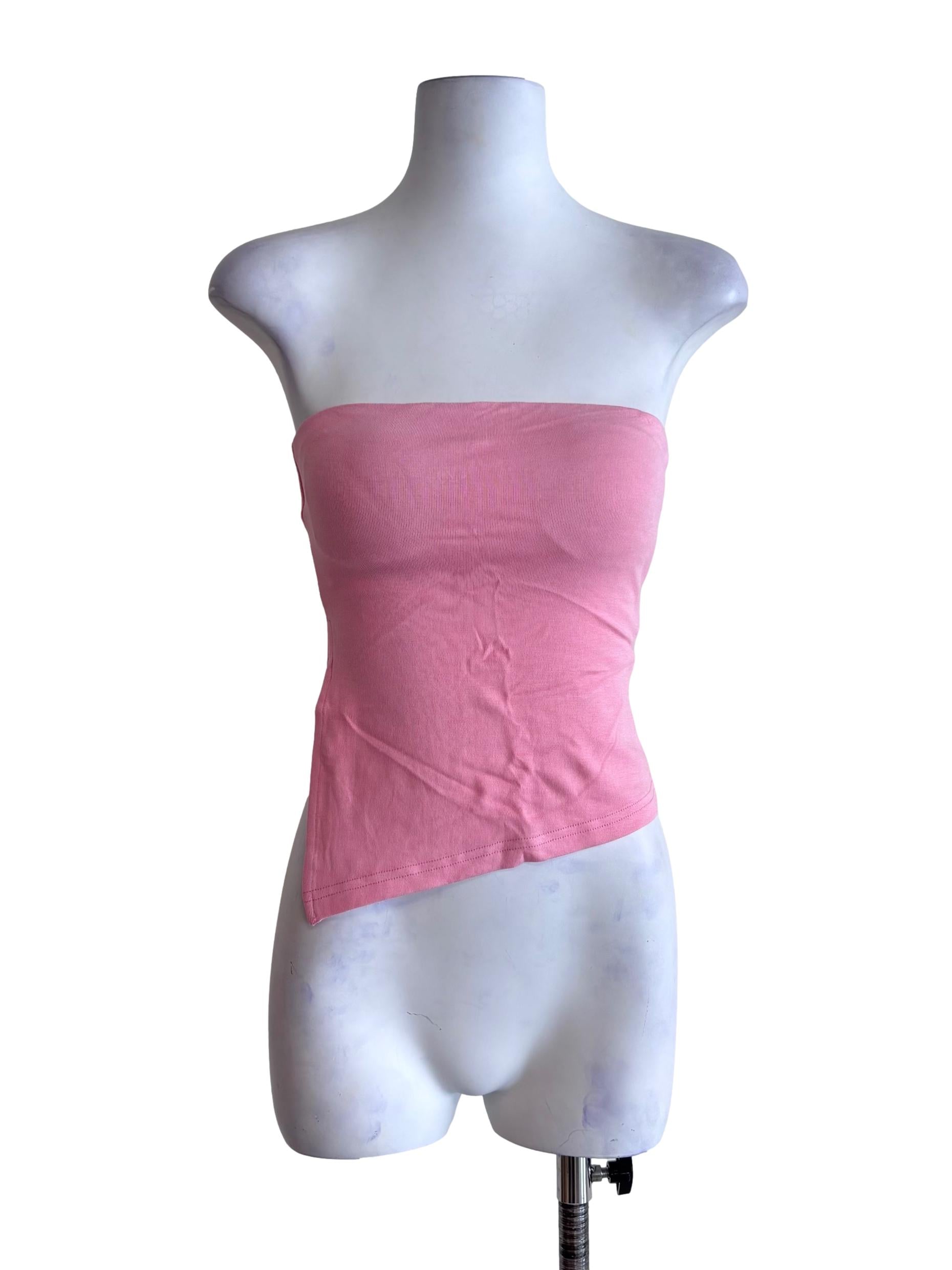 Pink Ronni Asymmetrical Padded Tube Top